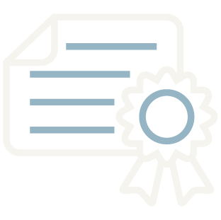 Icon of a document with a portrait and a ribbon or medal indicating certification or achievement.