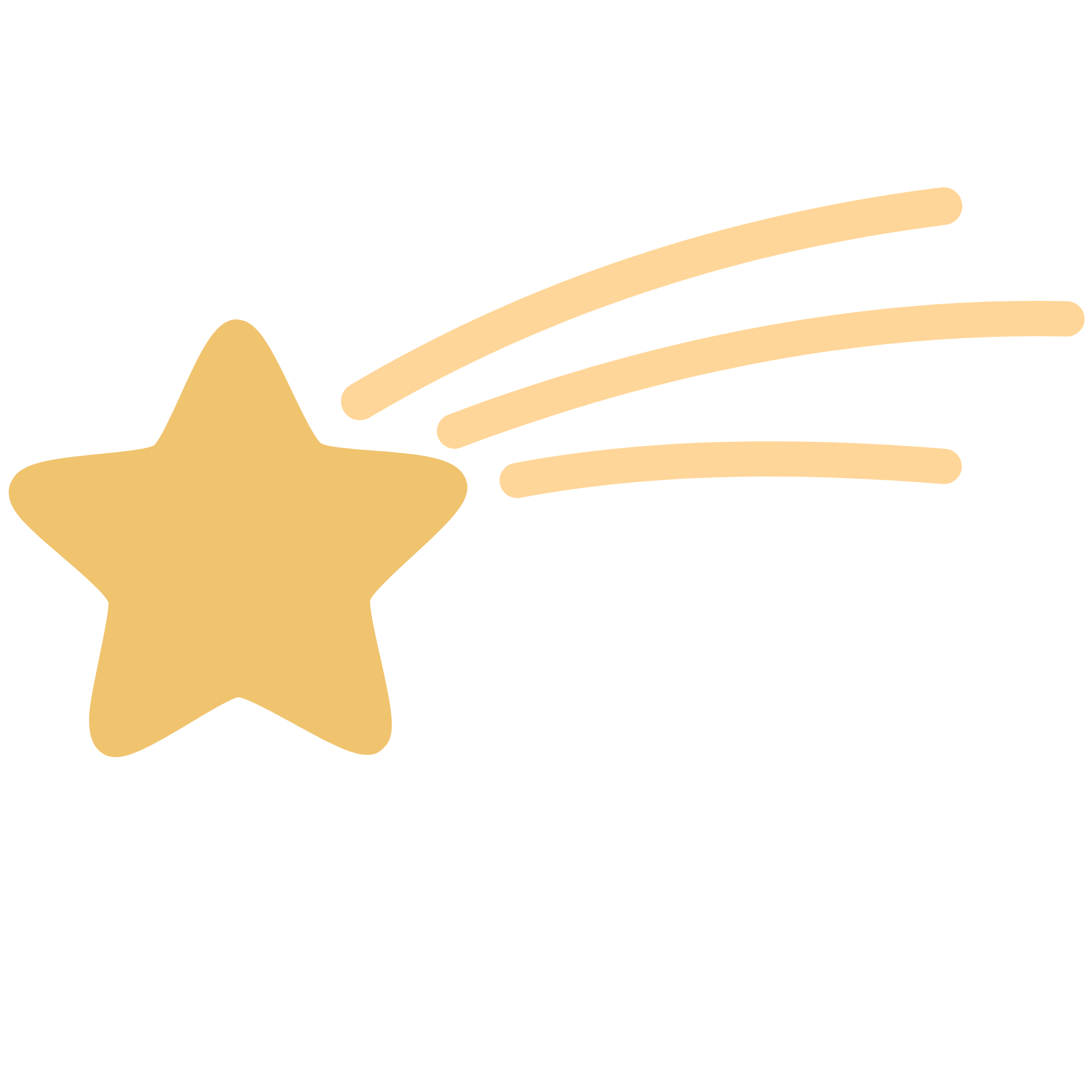 Golden shooting star with three trailing lines, symbolizing a shooting star or comet.