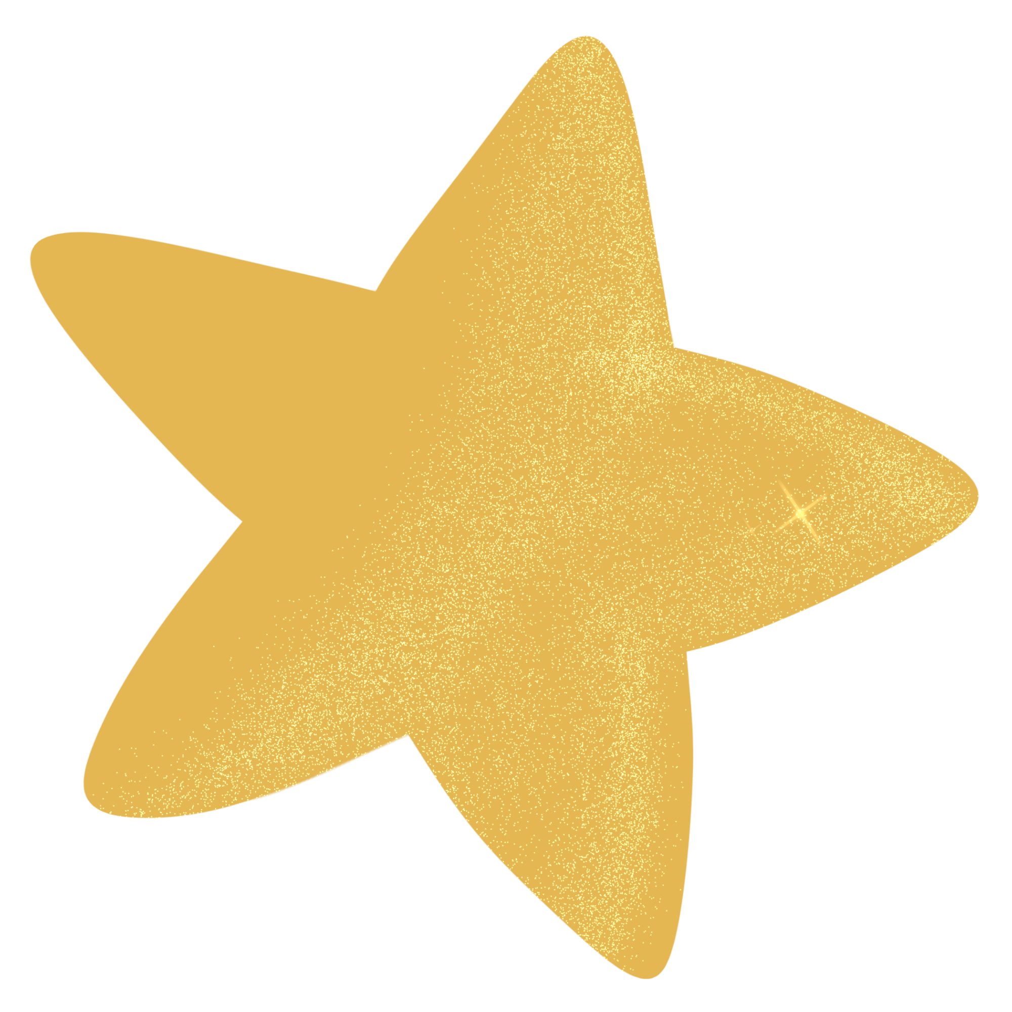 A glittery gold star with a sparkling effect on a black background.