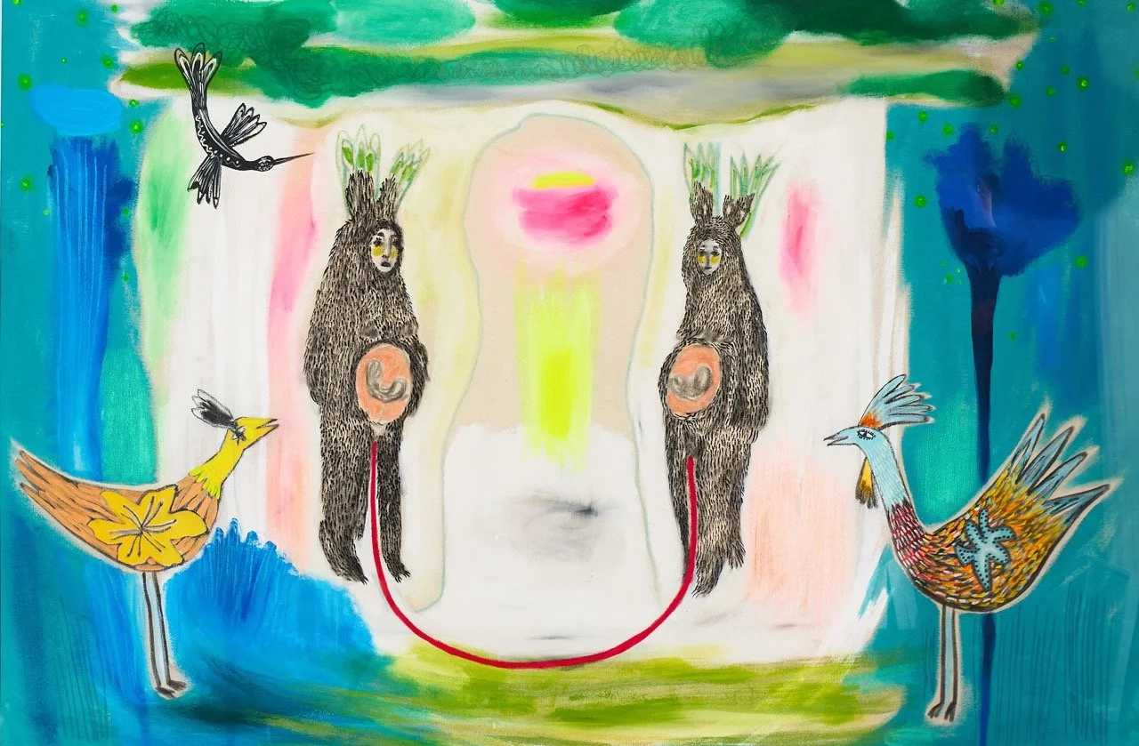  Dos Abuelas , 2024 
Acrílico y pastel sobre lienzo 
150 x 100 cm