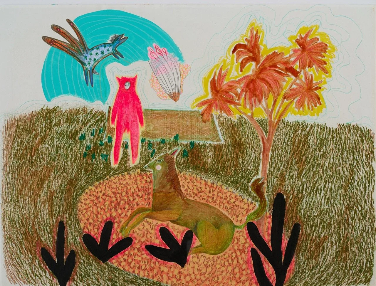  Paseo , 2024 
Acrílico y crayón sobre papel 
60 x 45 cm