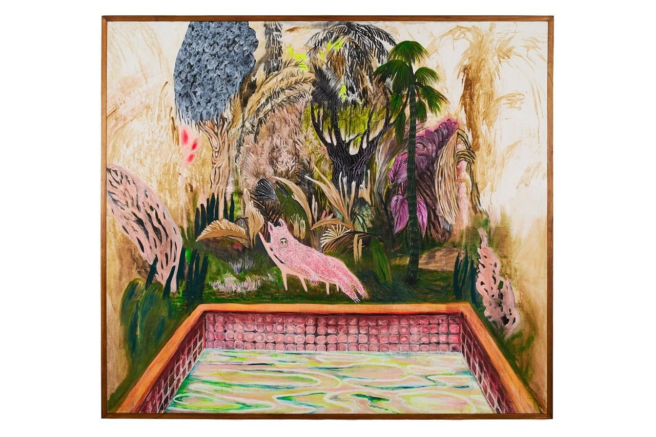  Trópico Peluche , 2024 
Barro, acrílico y pastel sobre lienzo 
198 x 176 cm