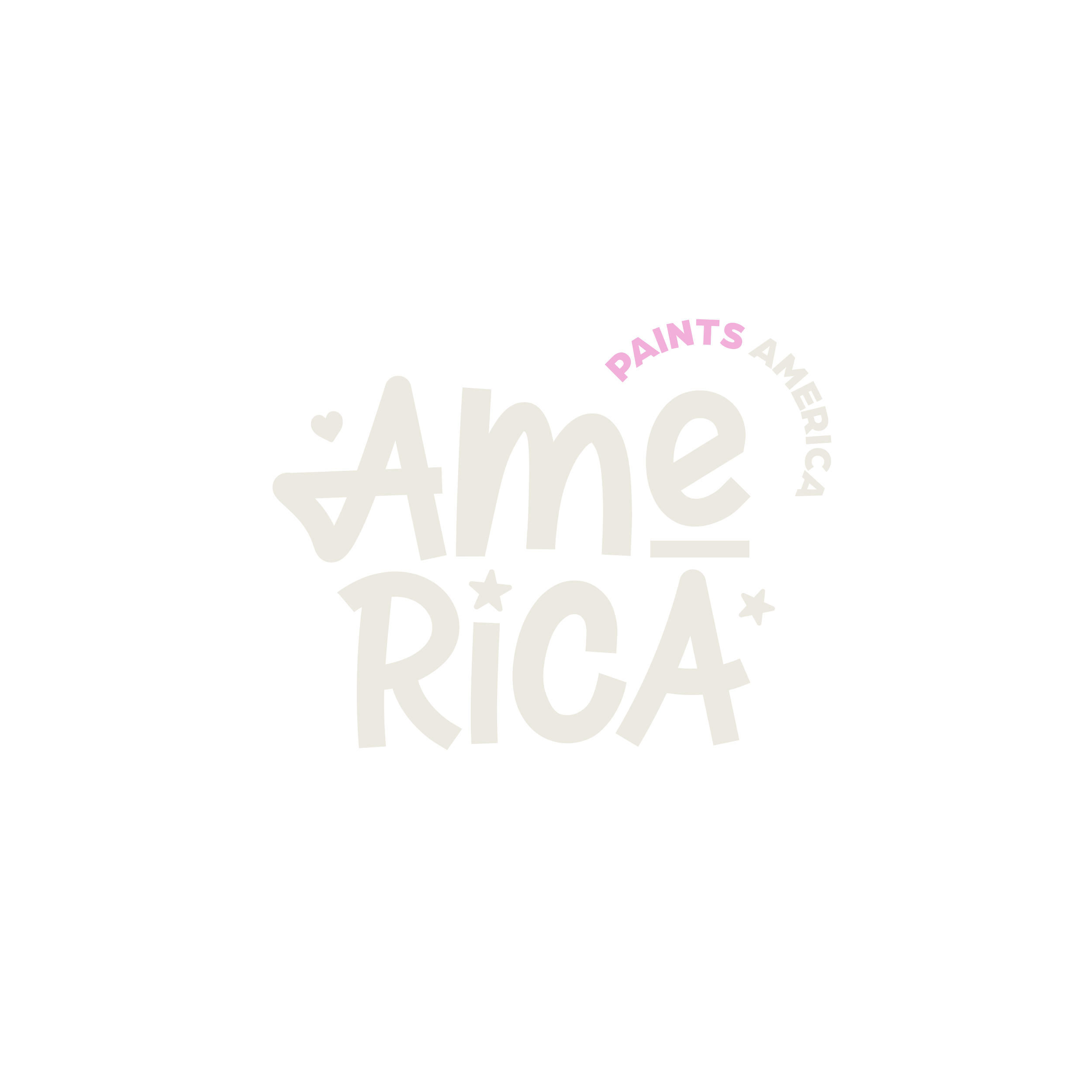Text graphic with the phrase 'Ame RICA' in large white letters, surrounded by smaller words 'PAINTS,' 'AMERICA,' and other decorative symbols on a black background.