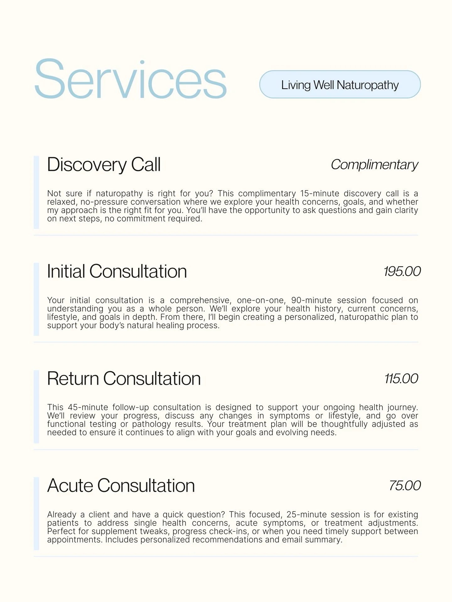 I became a naturopath because I believe every symptom has a story - and that story deserves to be properly heard and investigated. 

If you are ready for an approach that looks beyond symptom management toward genuine root cause care - I would love t