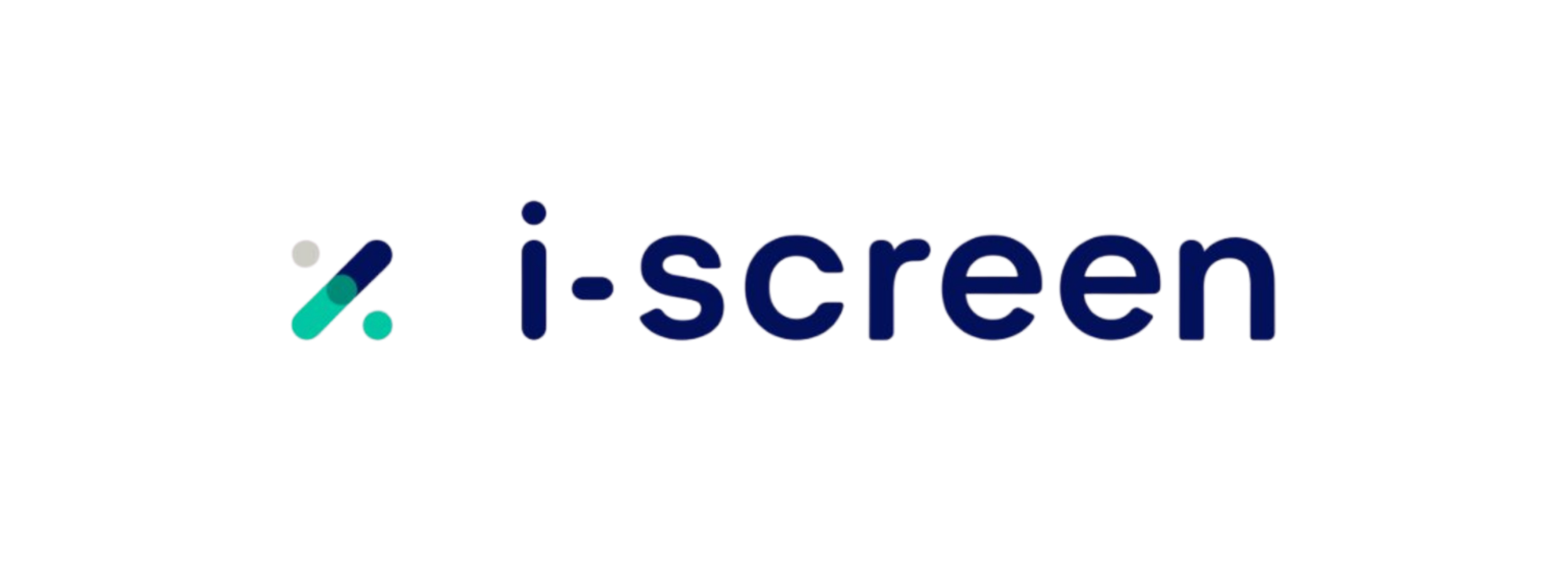 Colorful 3D text spelling 'iScreen' with geometric shapes and a neon glow effect.