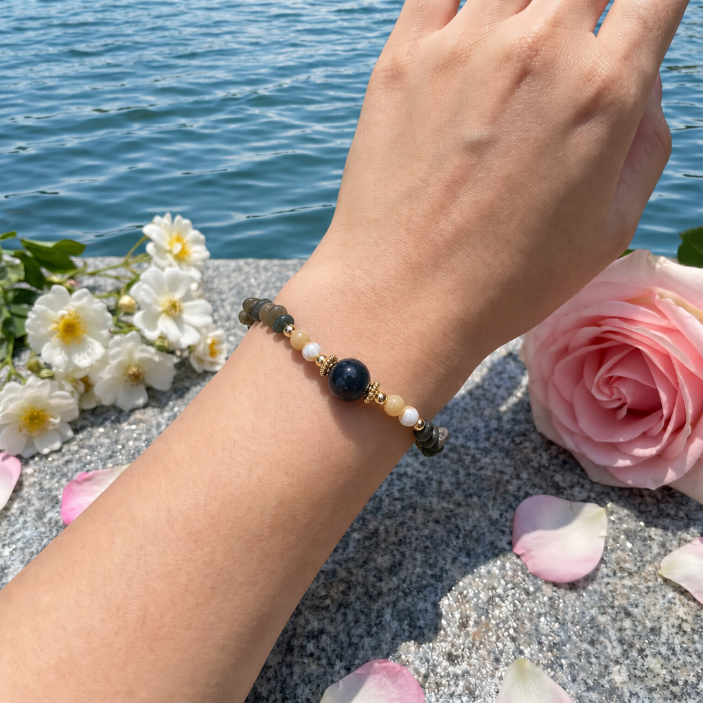 Handcrafted Jasper & Gold Accent Bracelet