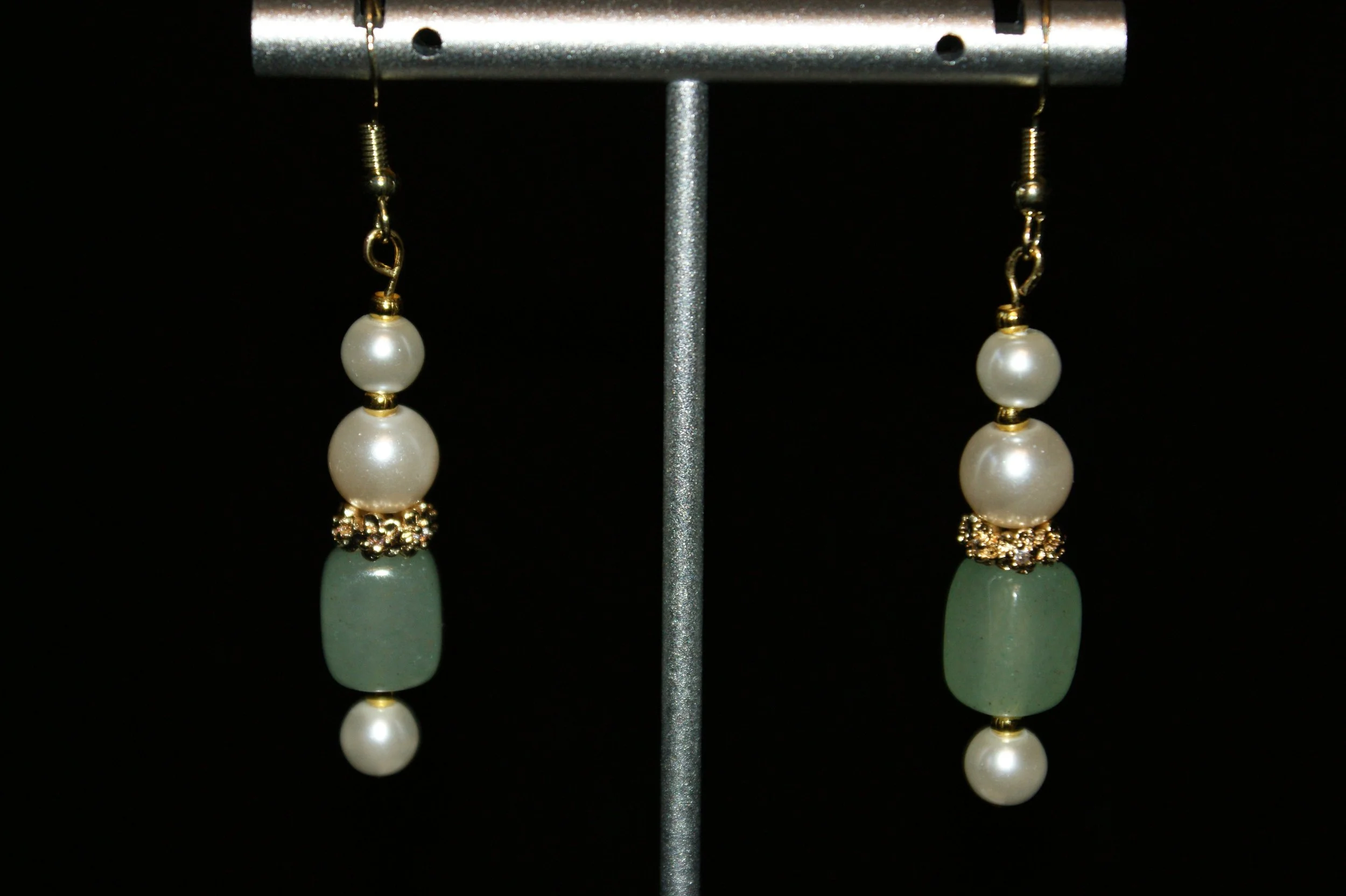 Elegance Pearl and Jade Drop Earrings