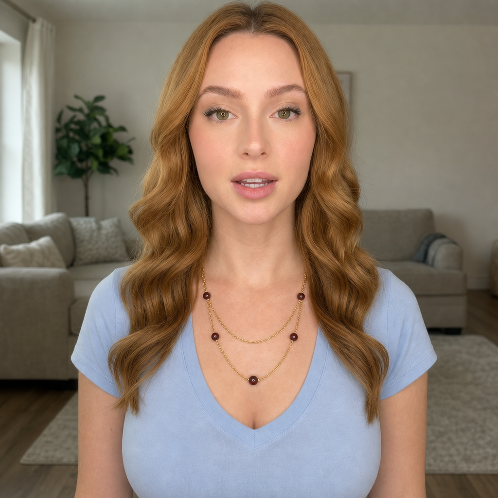 Gold and Burgundy Bead Layered Necklace