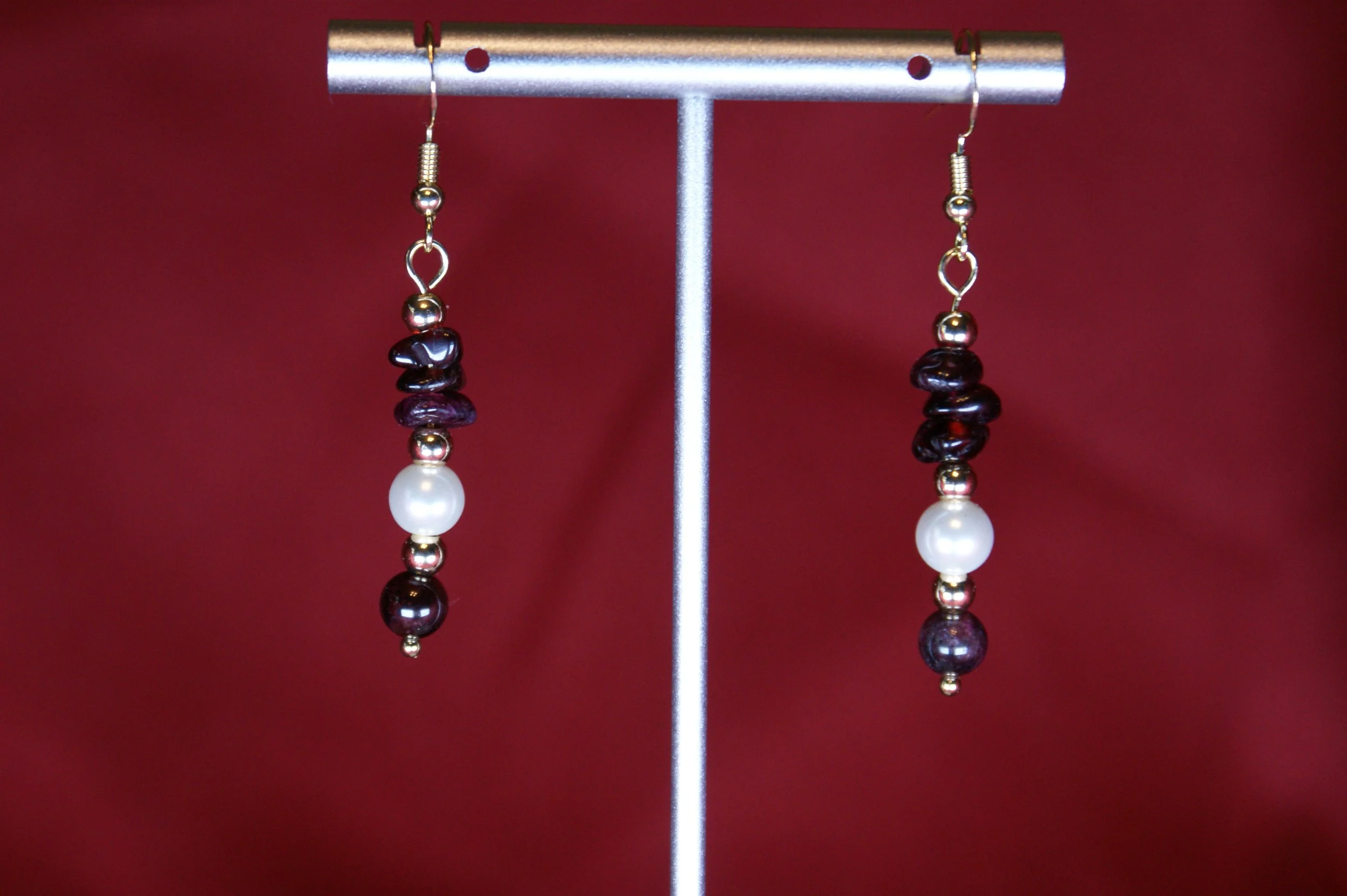 Garnet and Freshwater Pearl Elegance Earrings