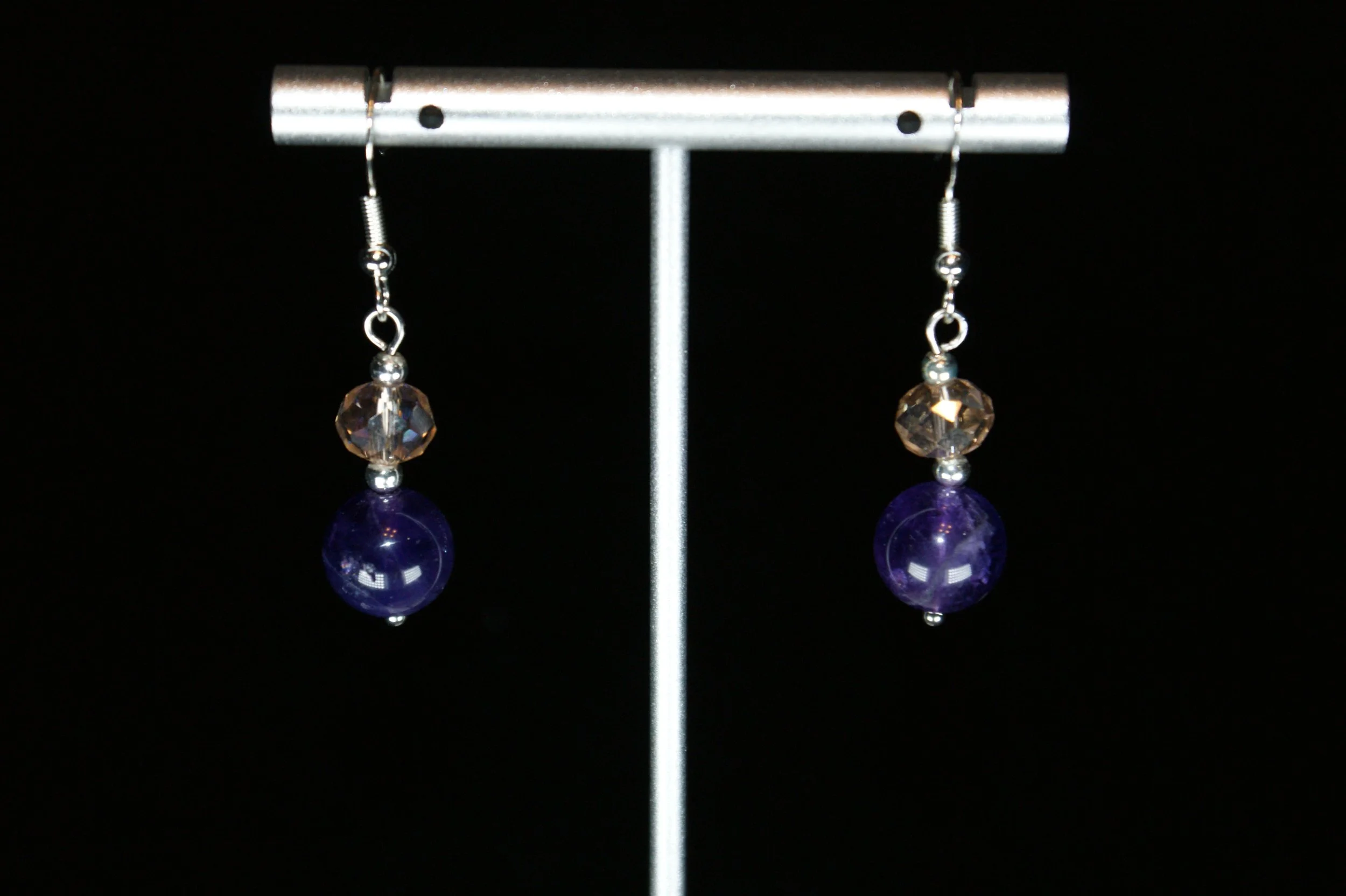 Elegant Purple and Amber Beaded Earrings