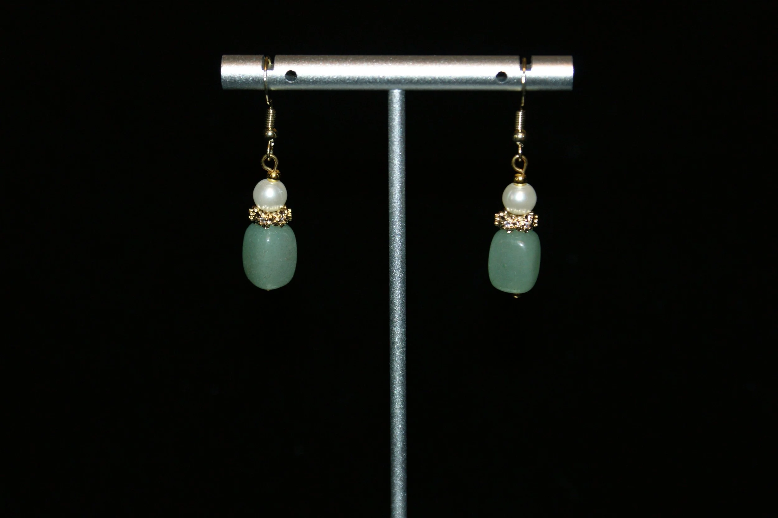 Green Aventurine Pearl Drop Earrings