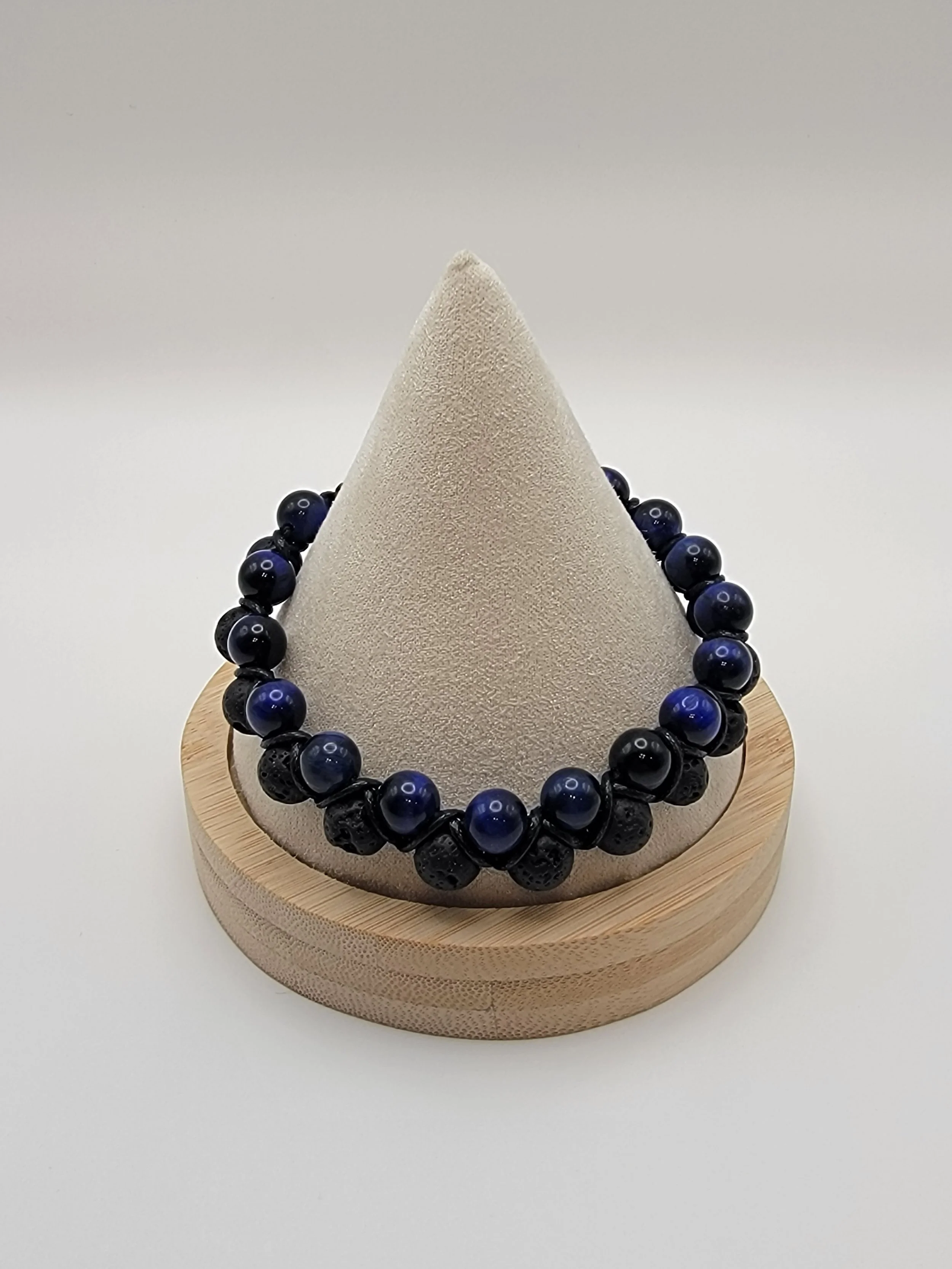 Sapphire Tiger's Eye & Lava Stone Bracelet