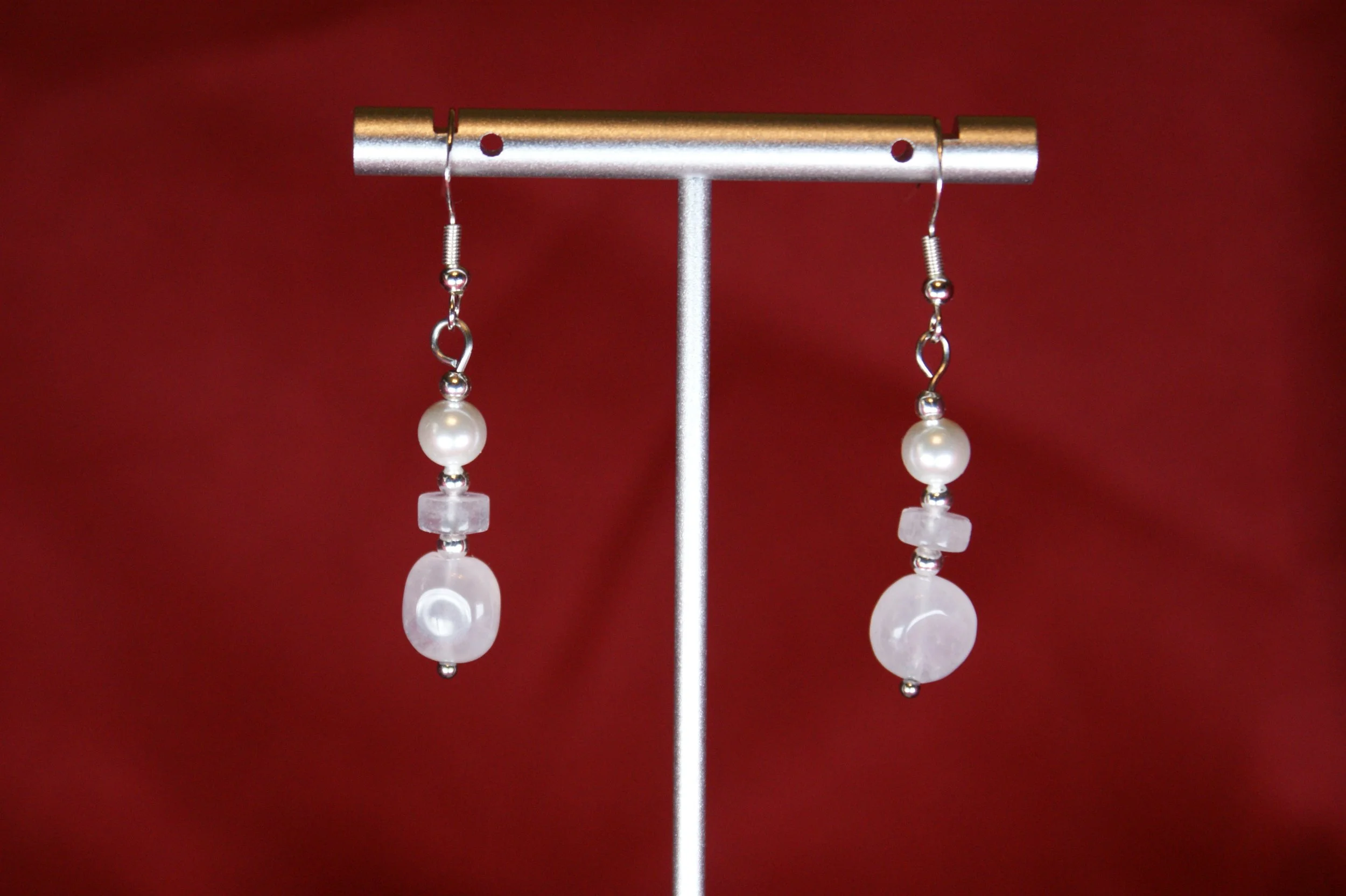 Rose Quartz & Pearl Drop Earrings