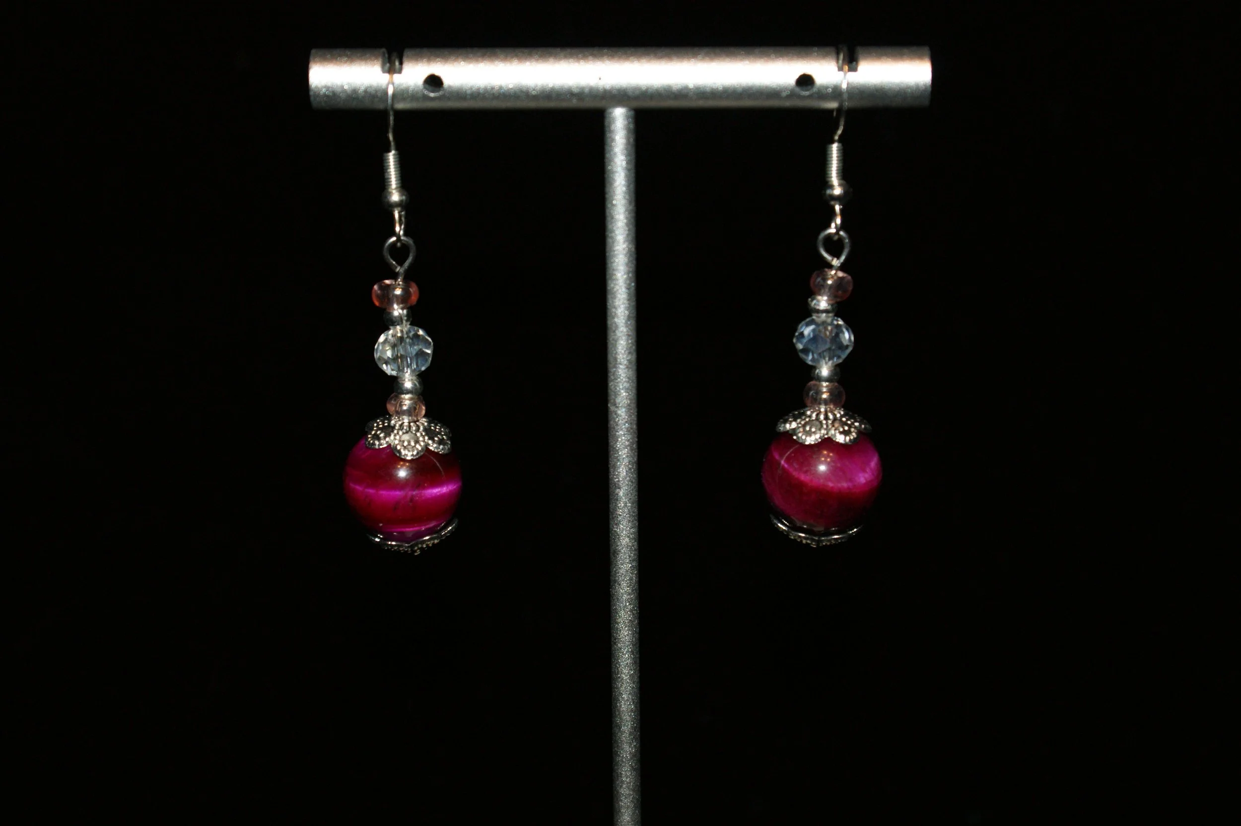 Elegant Purple Bead Drop Earrings