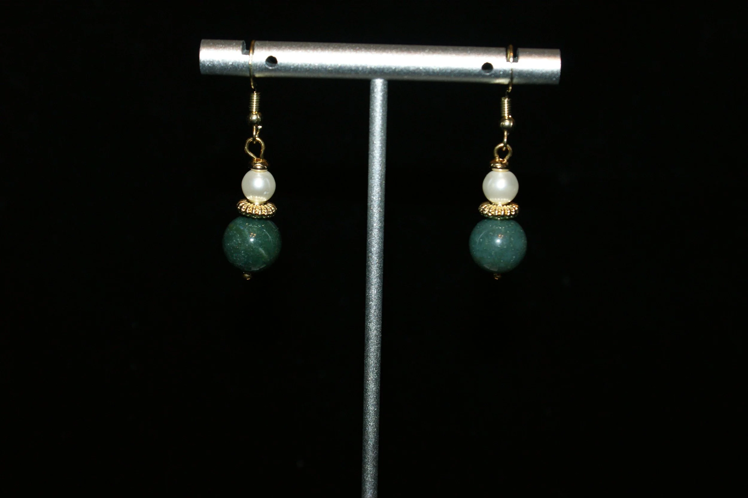 Green Aventurine Pearl Drop Earrings
