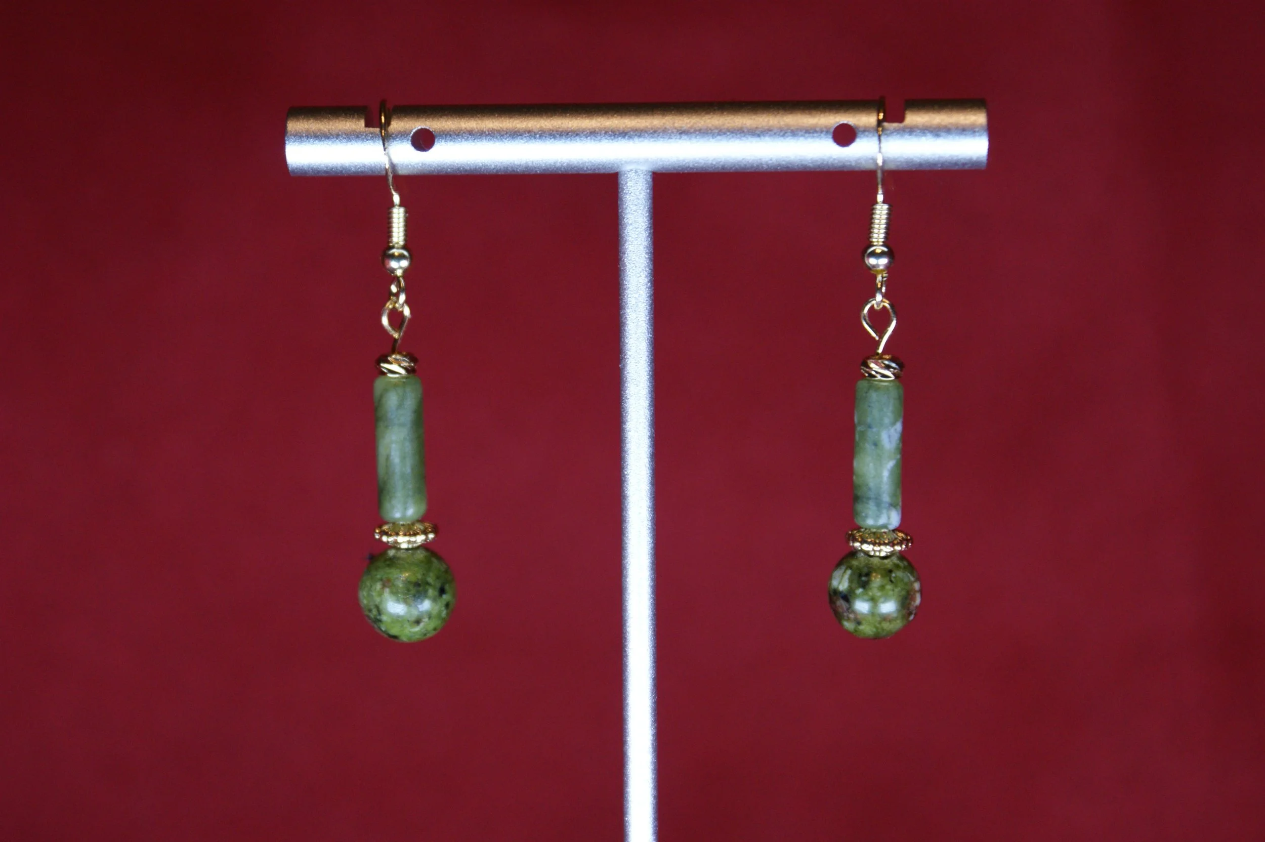 Green Stone Drop Earrings