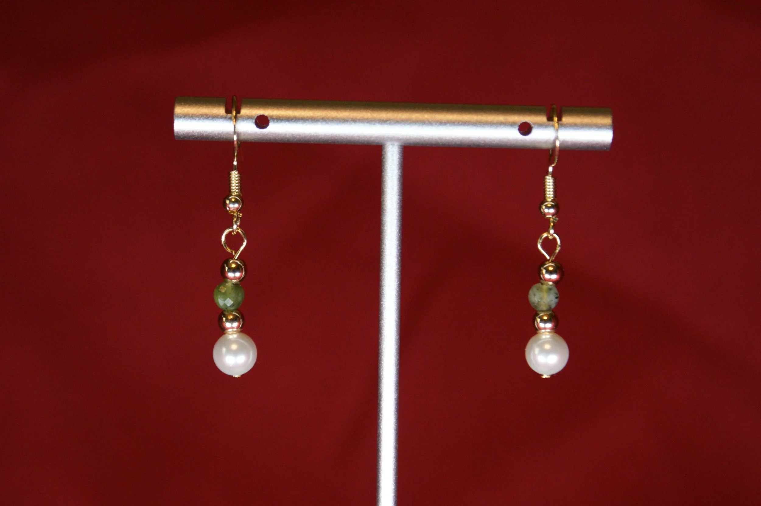 Elegance Pearl & Jade Bead Drop Earrings