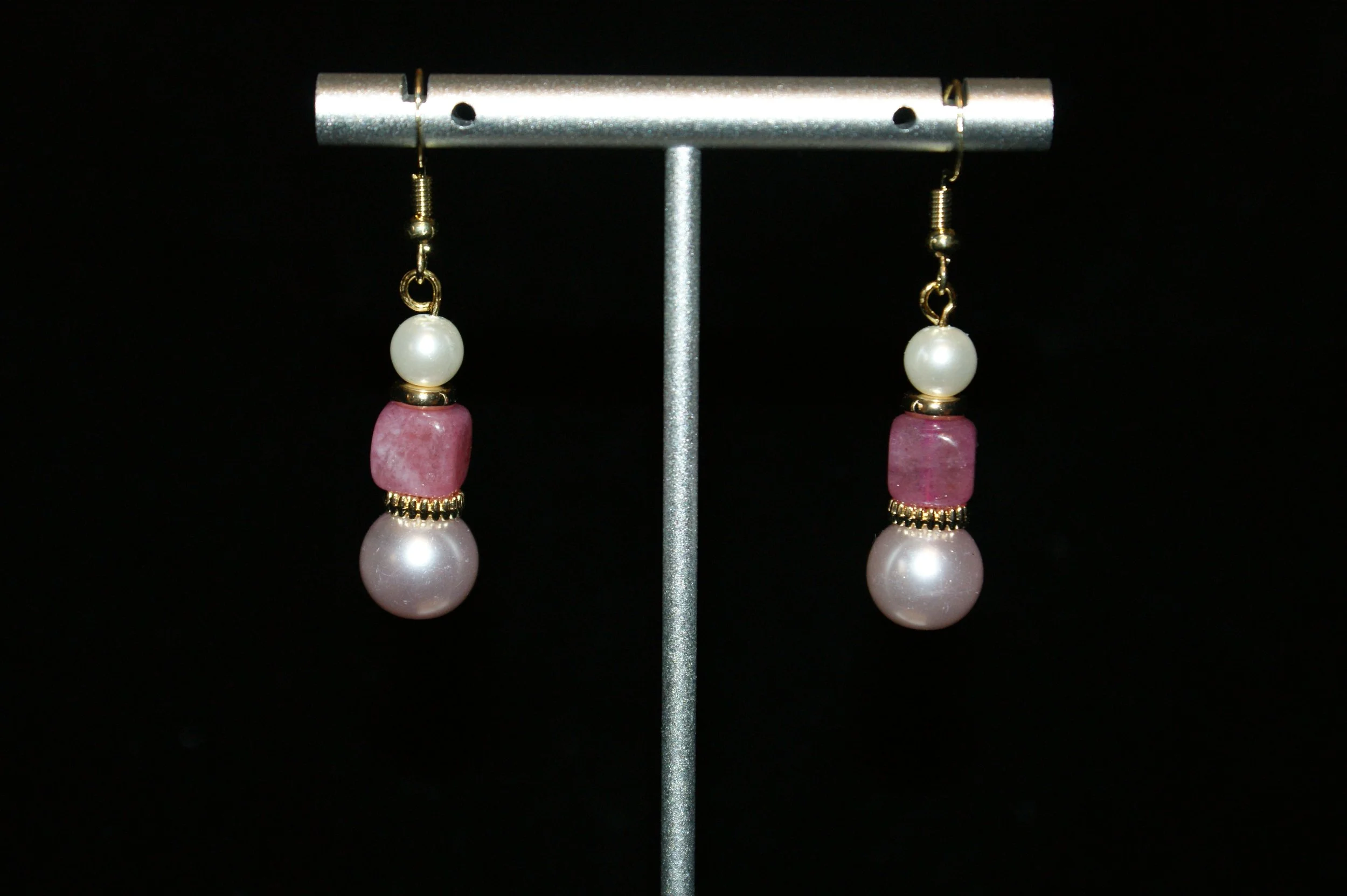 Pearl & Rose Quartz Drop Earrings