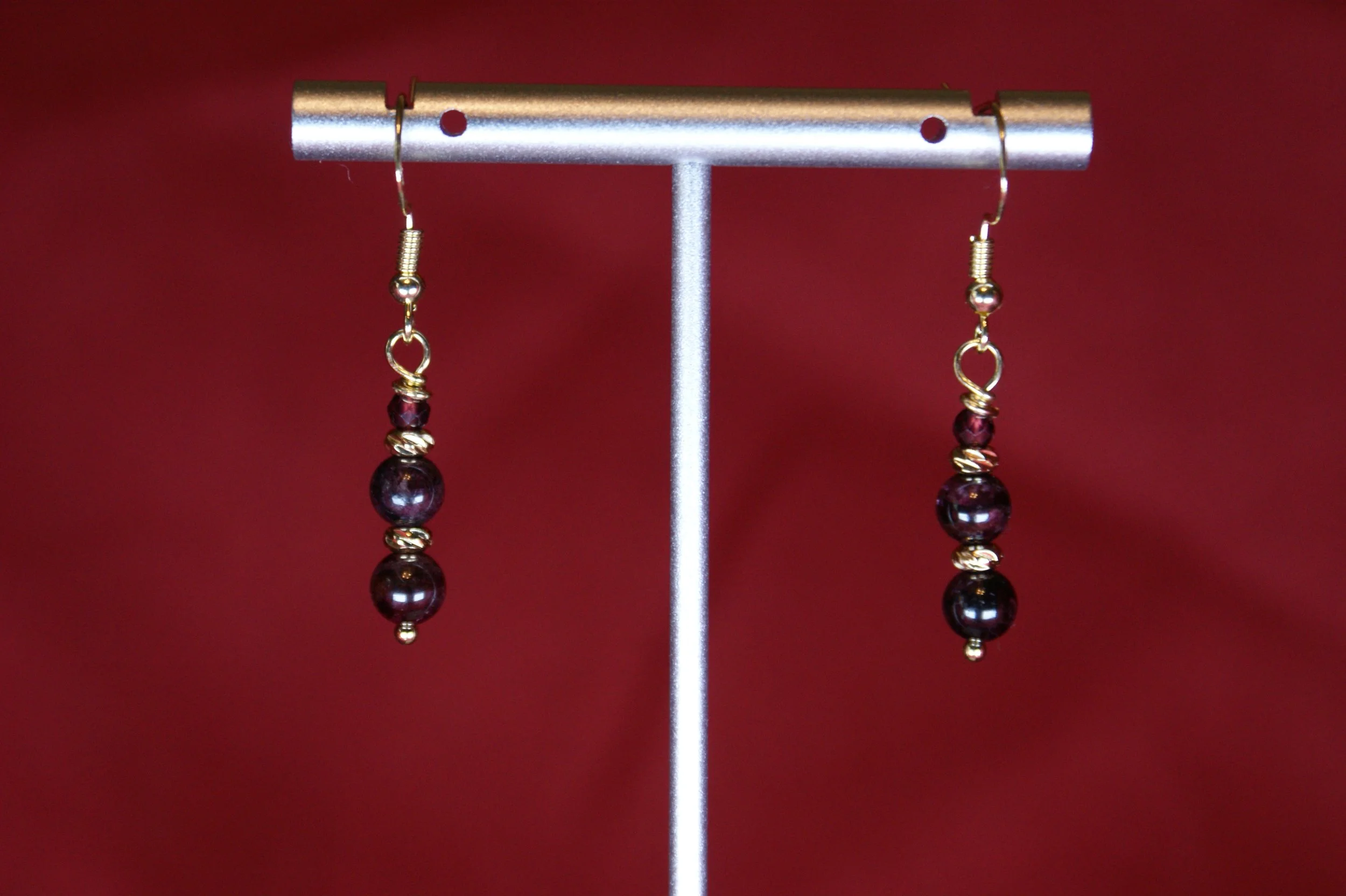 Handcrafted Garnet and Gold Earrings