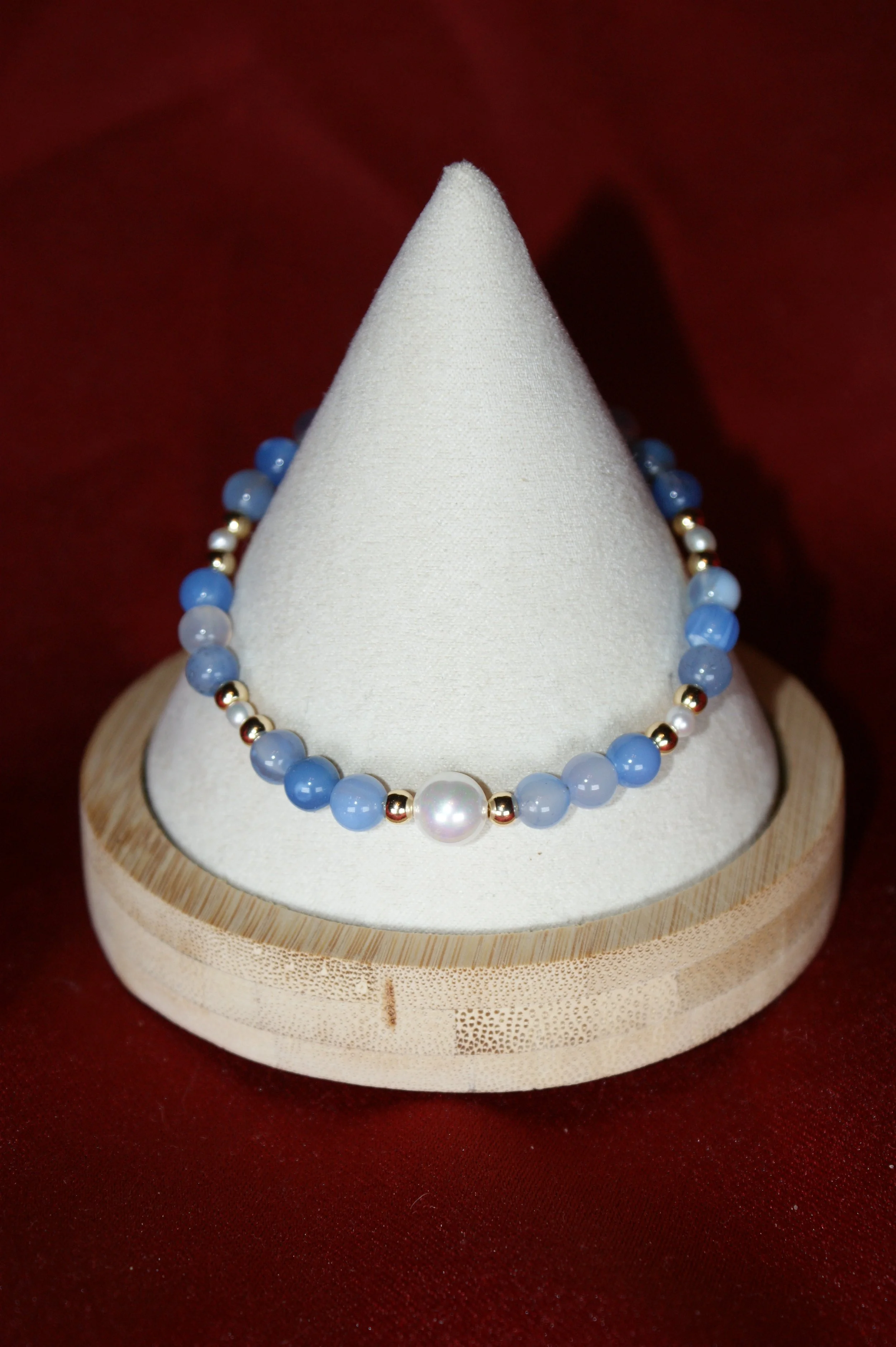 Blue Bead & Pearl Bracelet