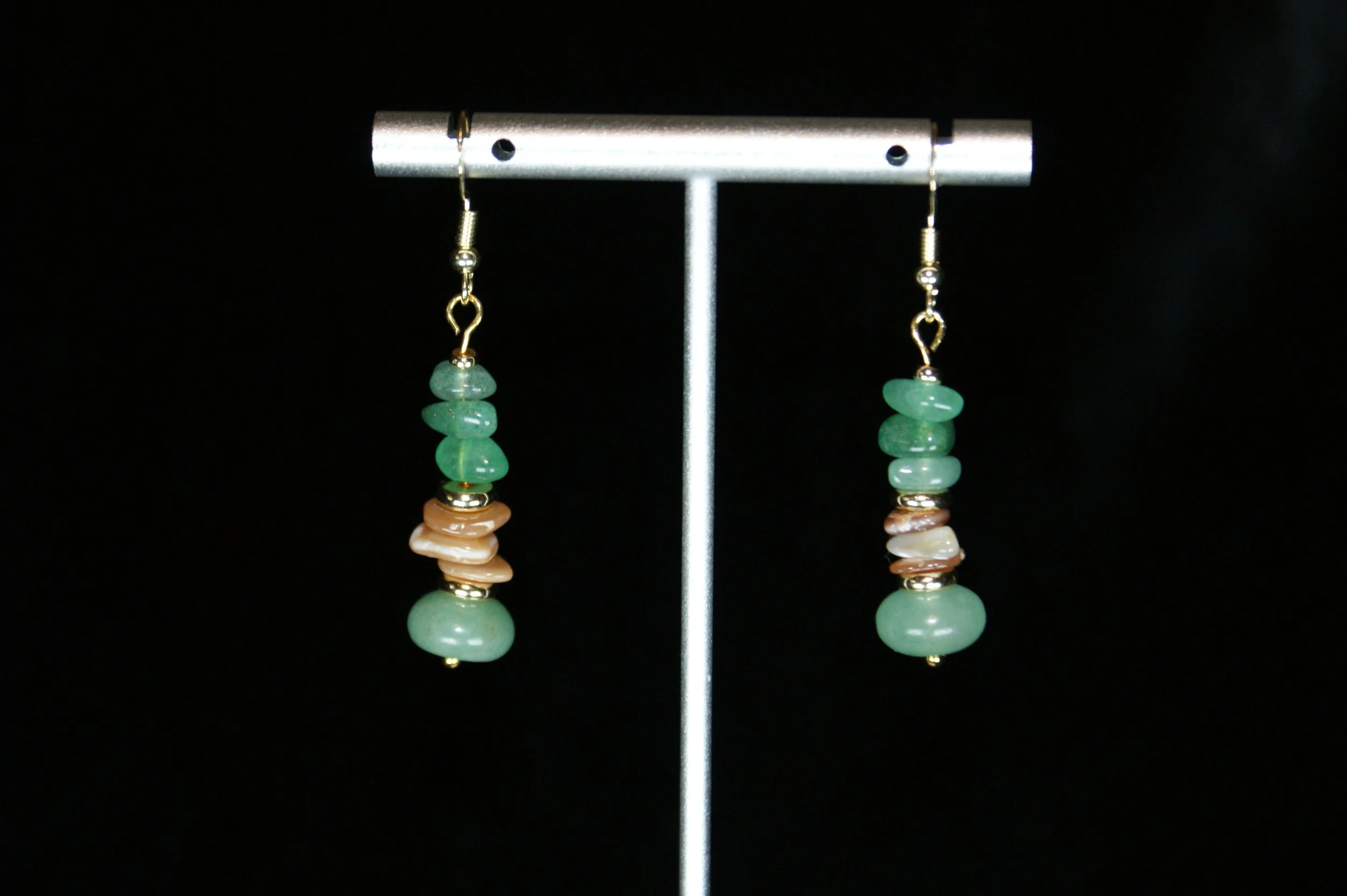 Green Aventurine & Shell Dangle Earrings