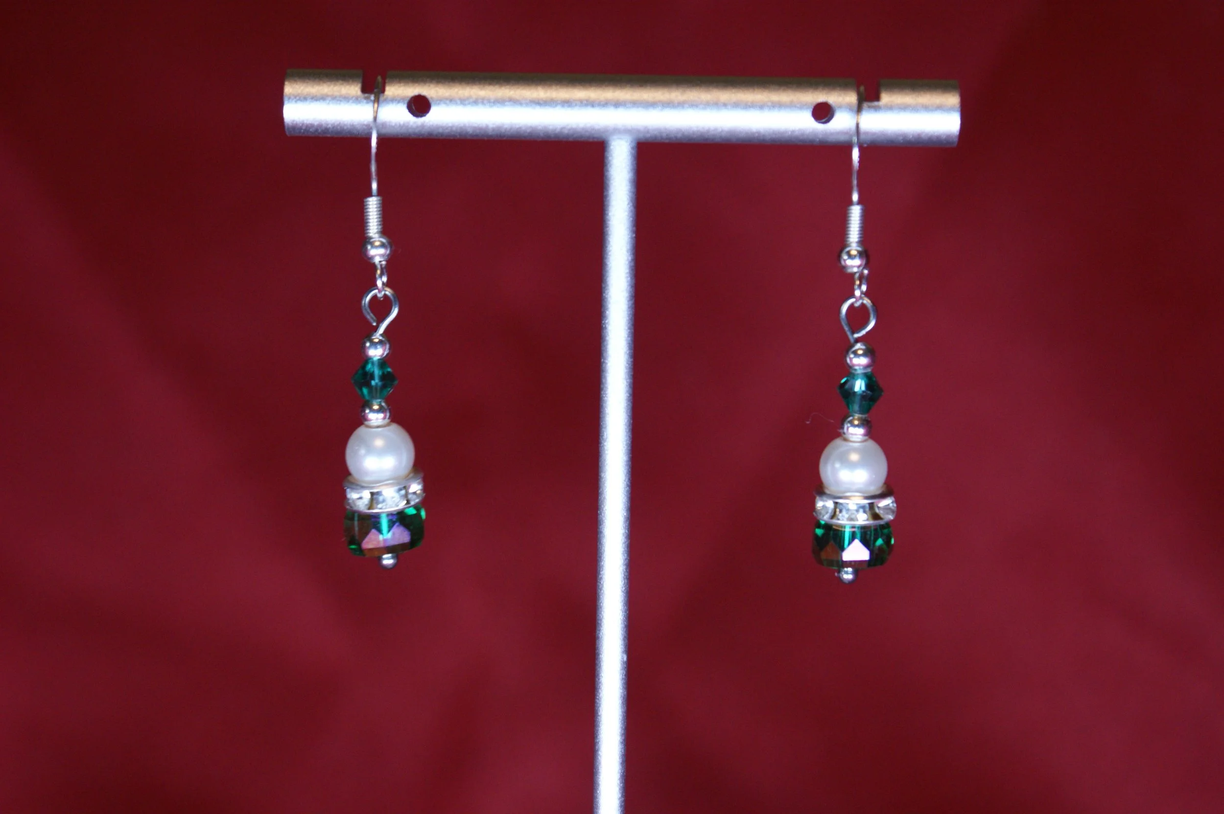 Pearl & Emerald Crystal Elegance Earrings