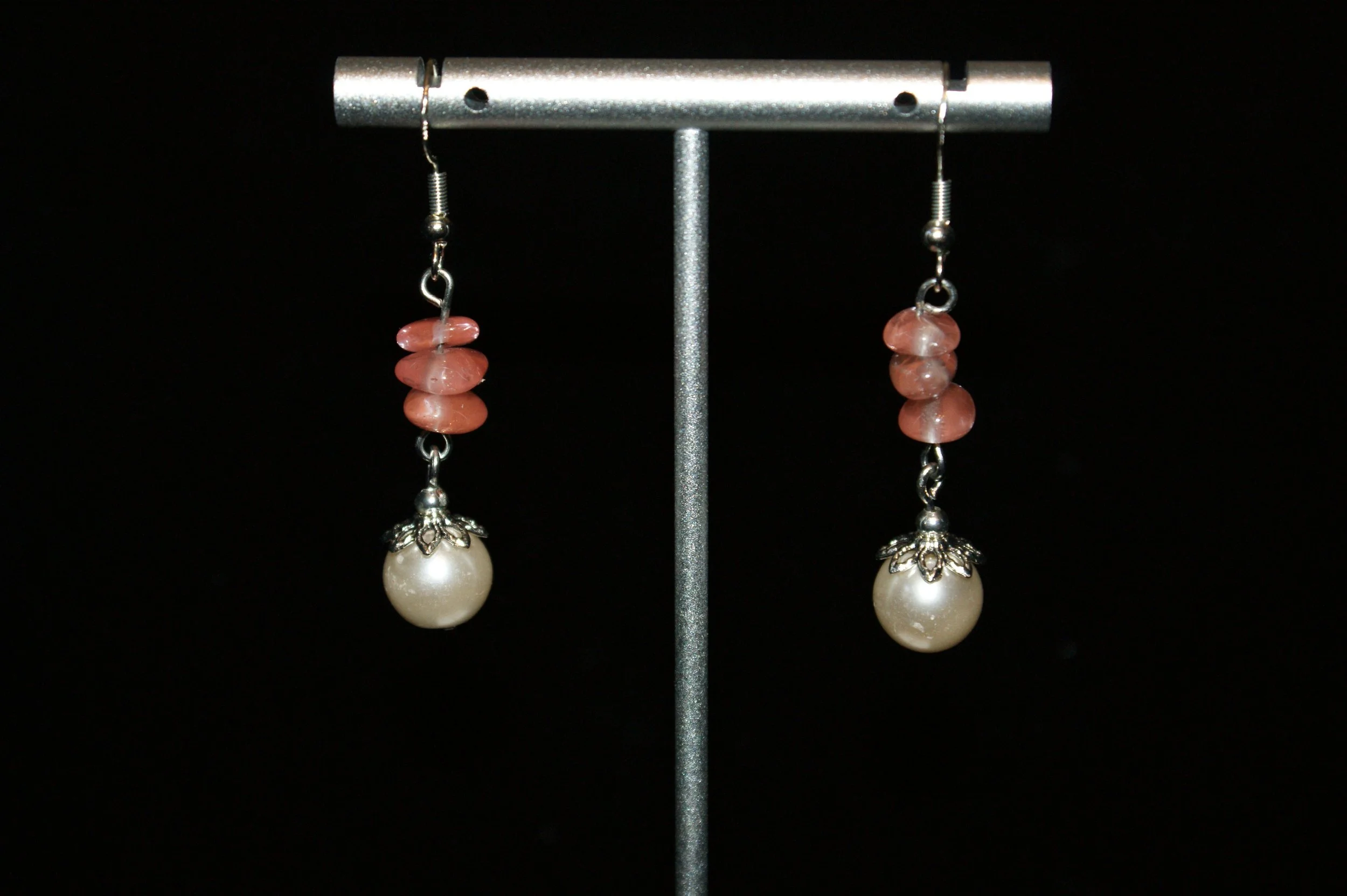 Elegant Pearl and Stone Drop Earrings