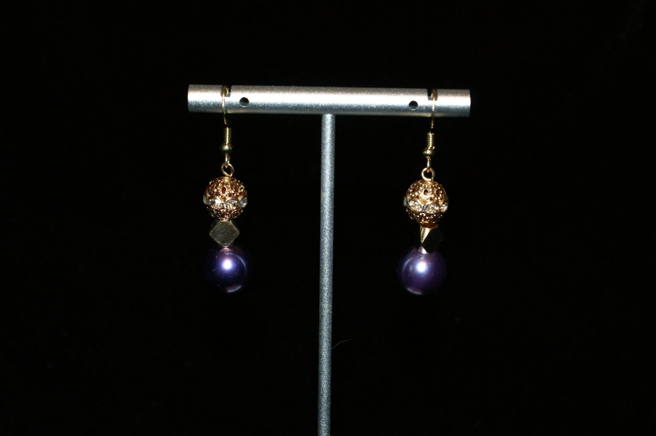 Elegant Purple Pearl Drop Earrings