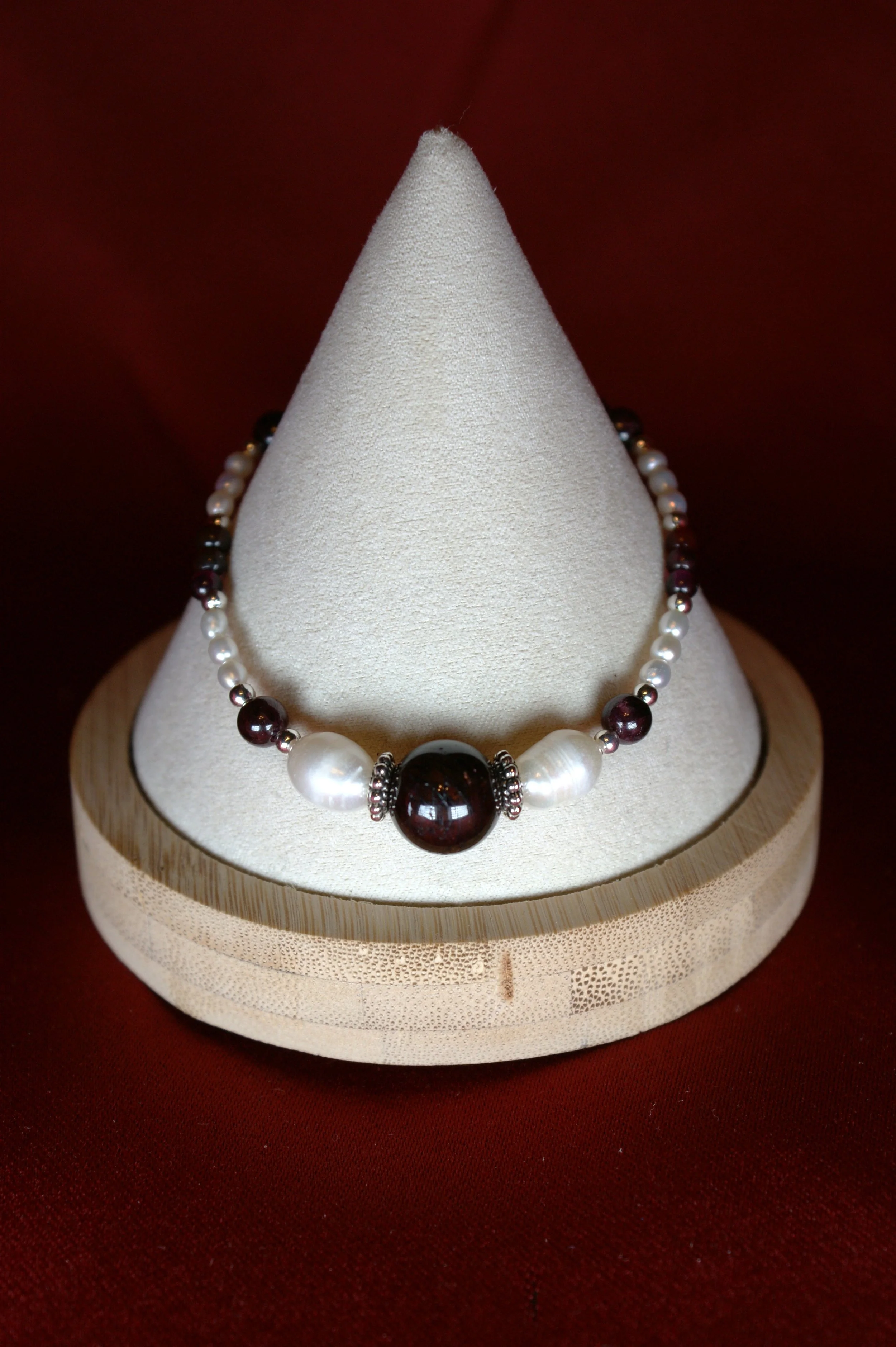 Garnet & Freshwater Pearl Elegance Bracelet