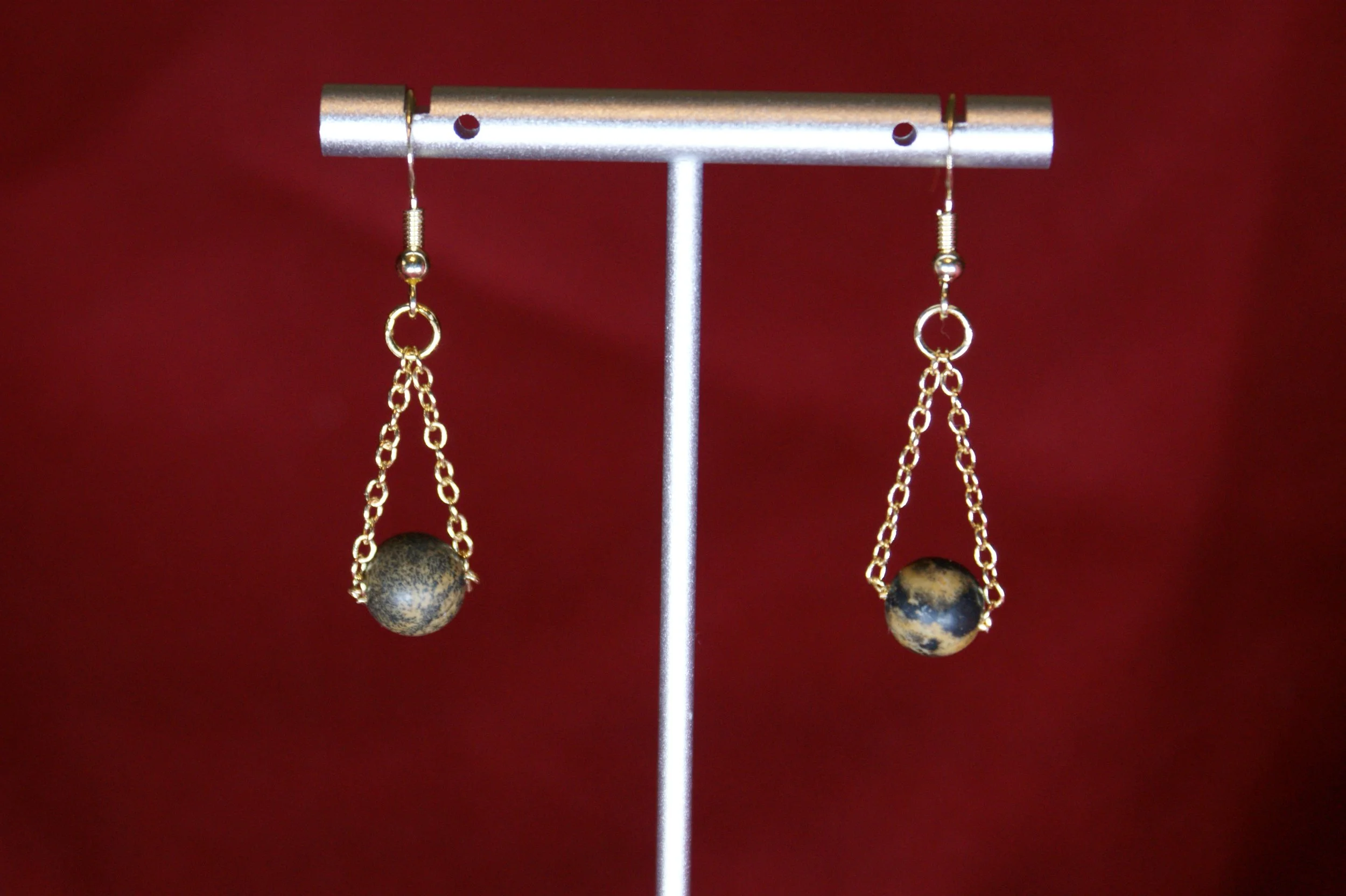 Gold Chain & Stone Drop Earrings