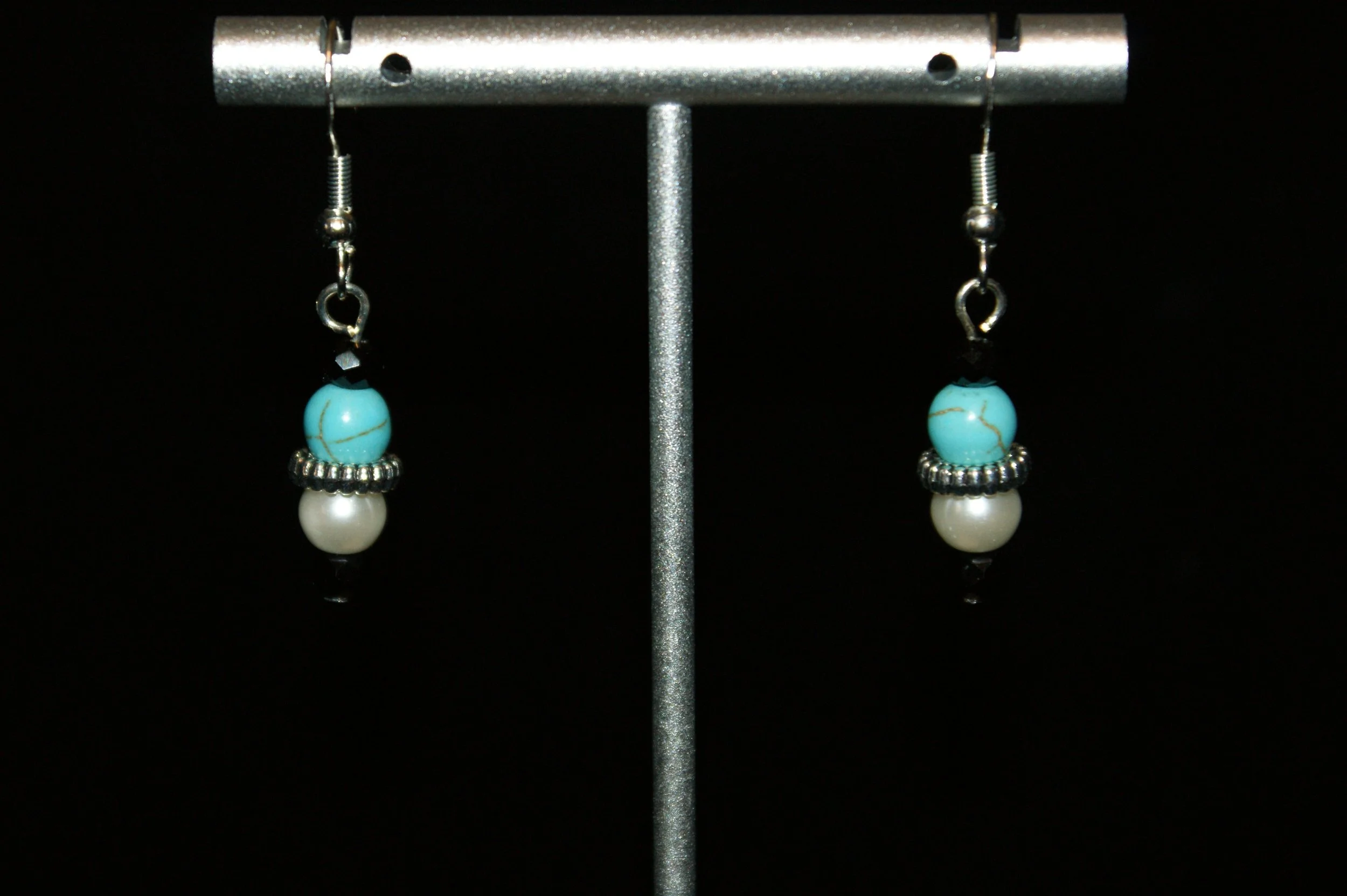 Turquoise and Pearl Drop Earrings