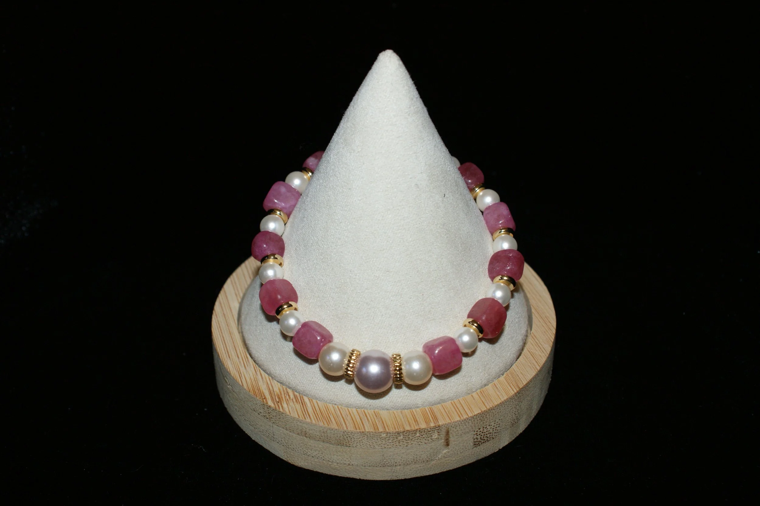 Elegant Pink Gemstone & Pearl Bracelet