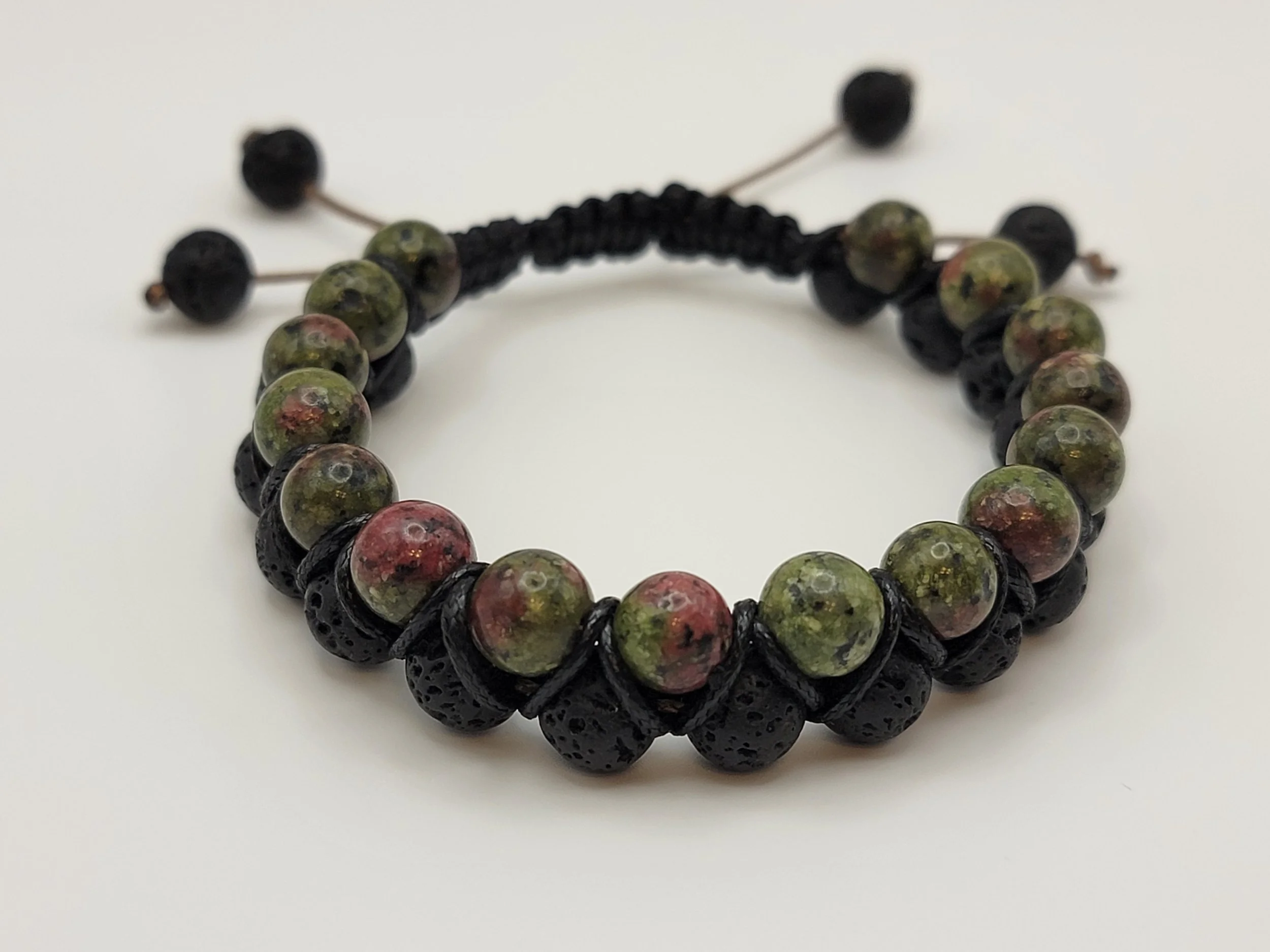 Dragon's Blood Jasper & Lava Stone Adjustable Bracelet