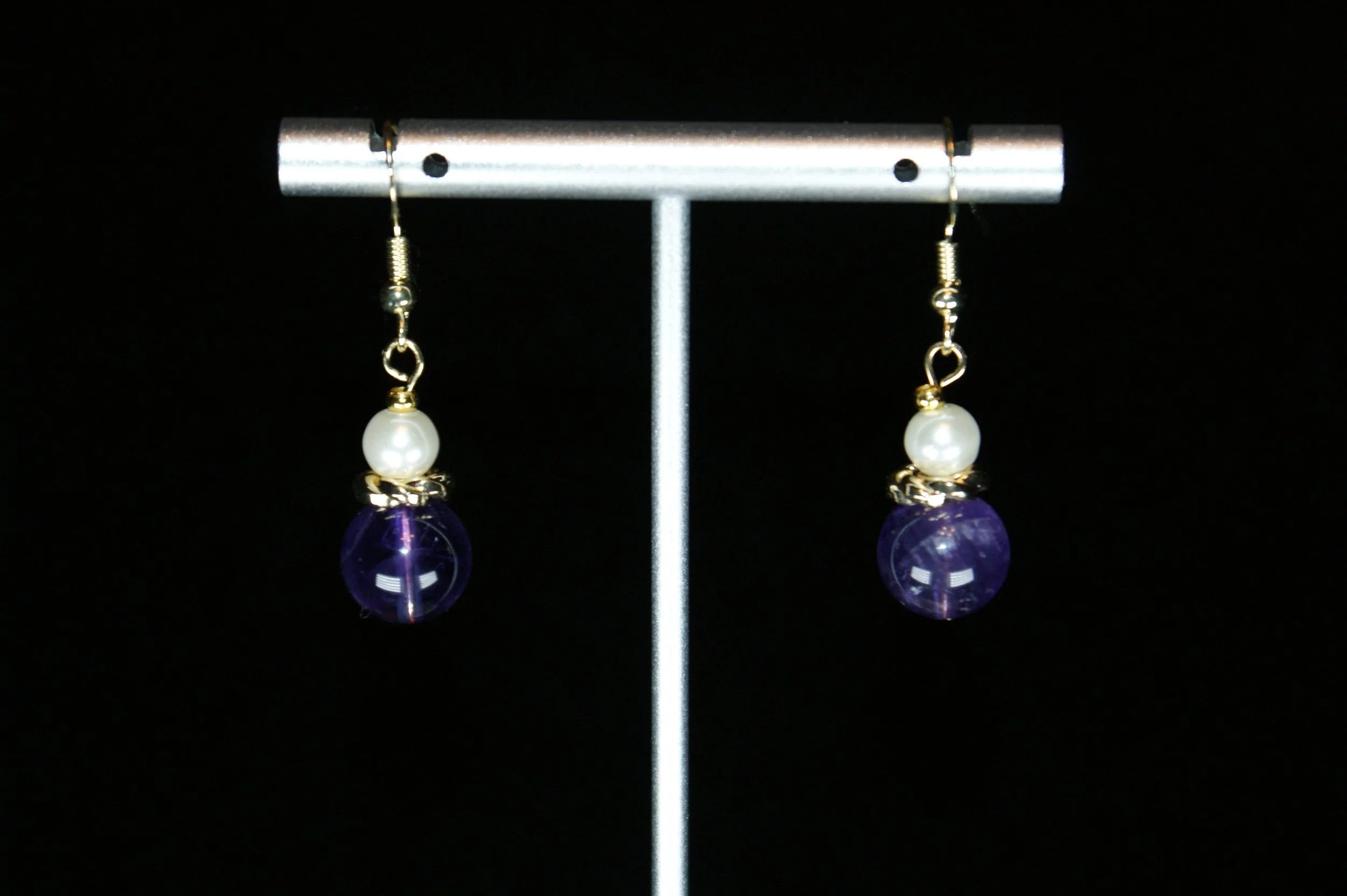 Amethyst and Pearl Dangle Earrings