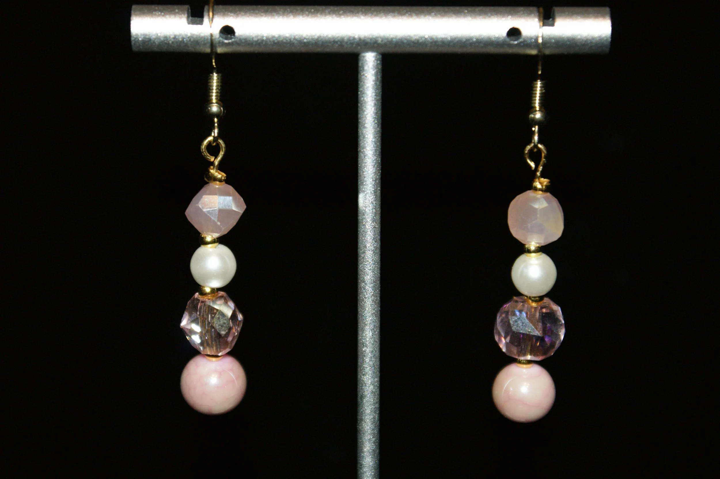 Elegant Pink and Purple Handcrafted Earrings