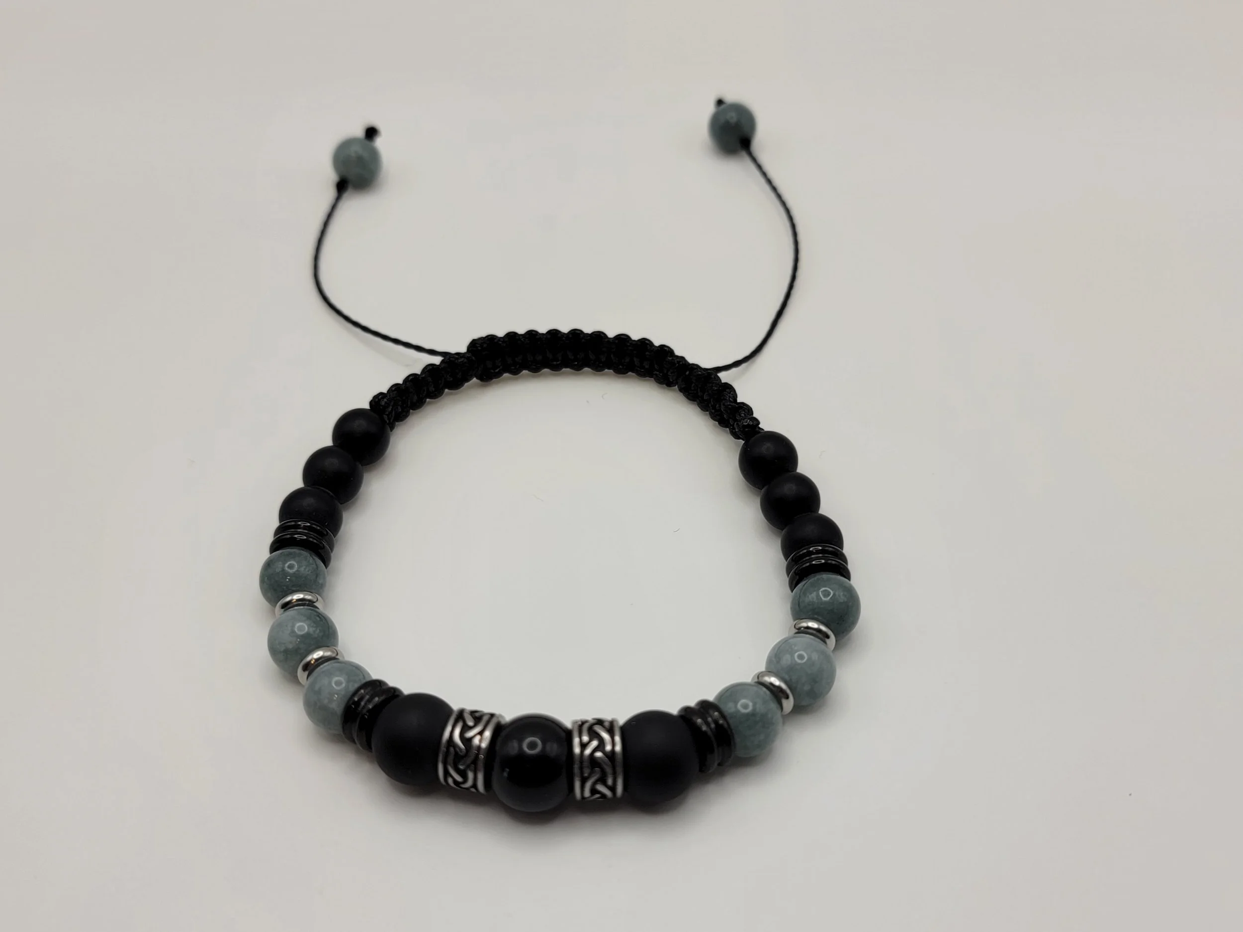 Onyx & Burmese Jade Beaded Bracelet