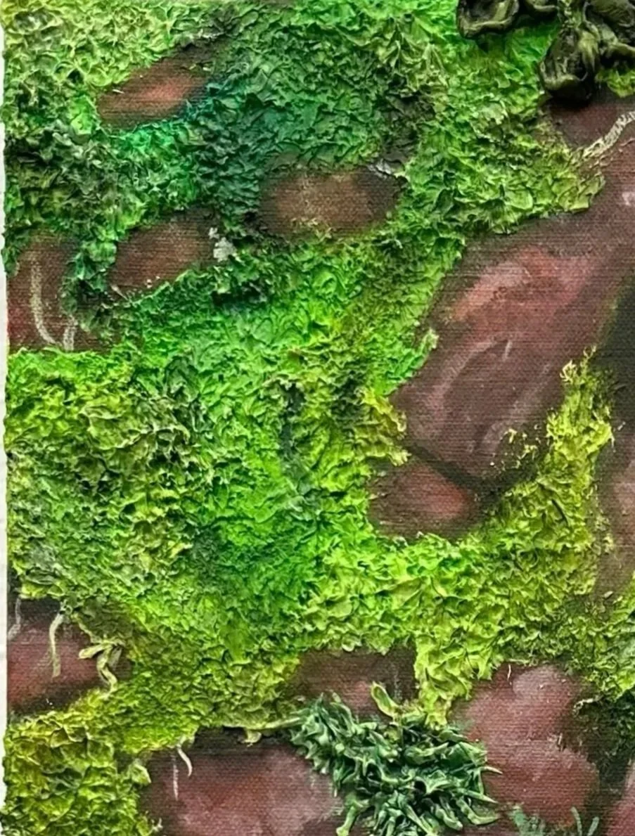 Texture on an area of moss in the piece, "Where We Once Walked."