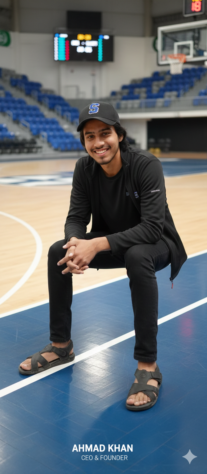 COMPANY'S SEO SITTING IN BASKETBALL HALL