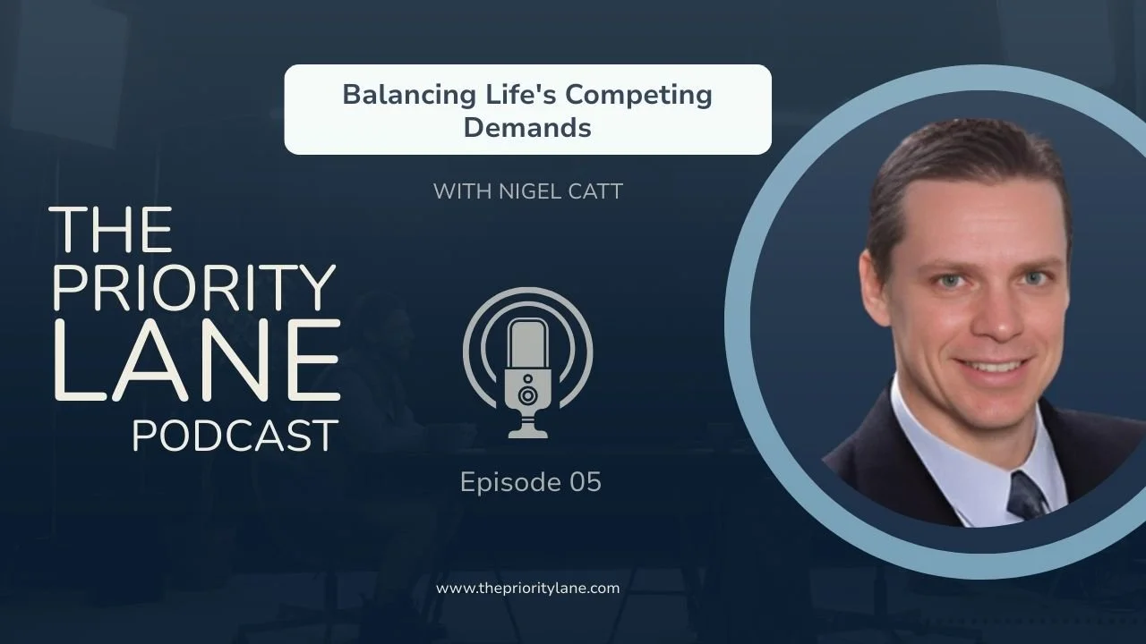 'Balancing Life's Competing Demands' with Nigel Catt, titled 'The Priority Lane Podcast,' Episode 05.  www.theprioritylane.com.