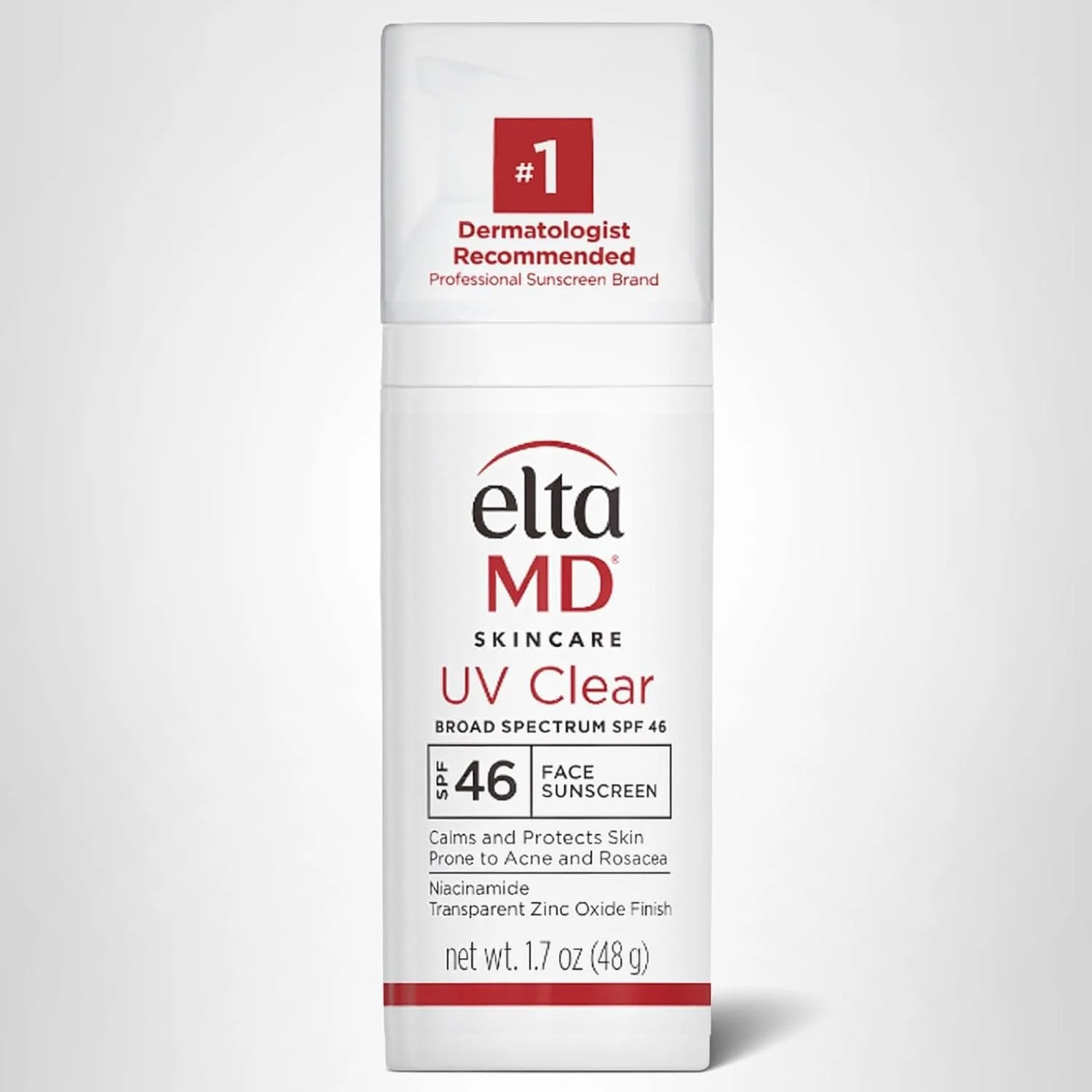 EltaMD UV Clear Broad Spectrum SPF 46 face sunscreen for acne and rosacea-prone skin, dermatologist-recommended with niacinamide and transparent zinc oxide