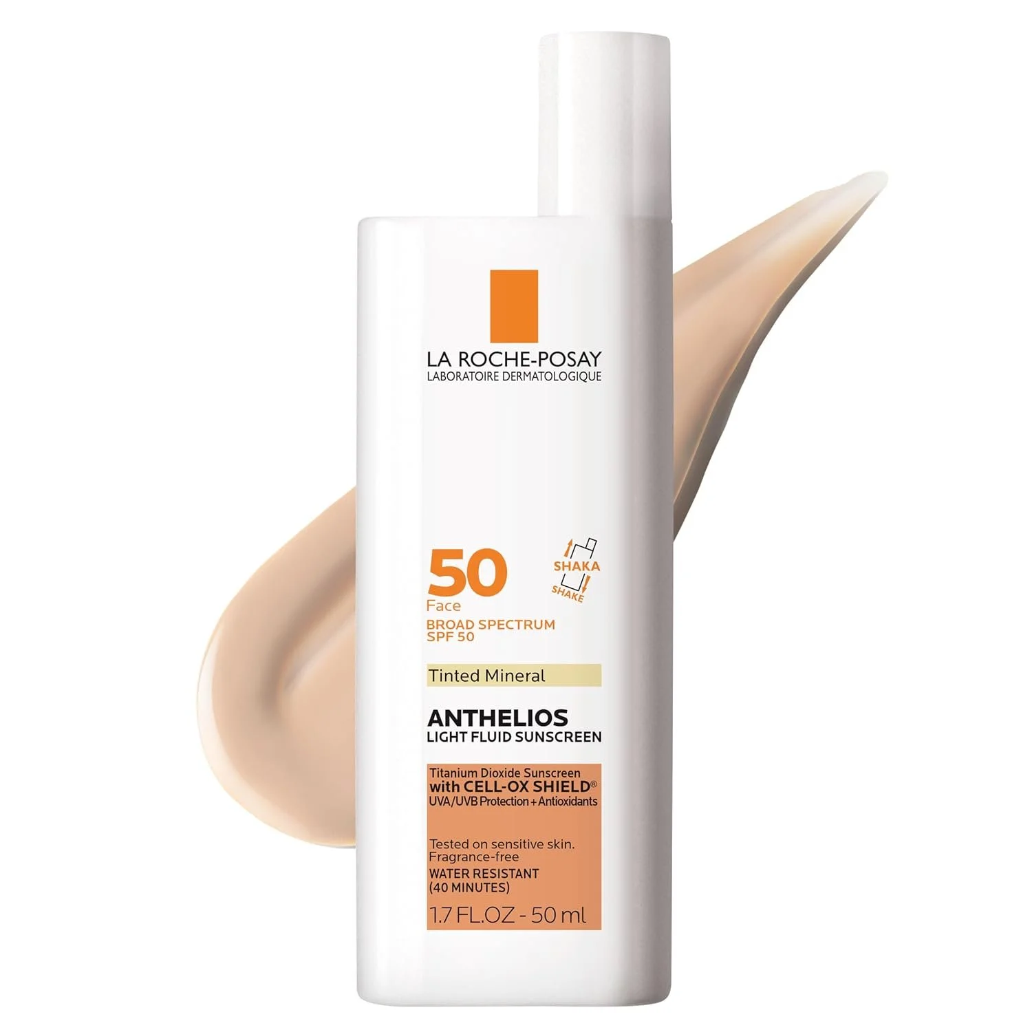 La Roche-Posay Anthelios Tinted Mineral SPF 50 light fluid face sunscreen, 100% mineral broad spectrum tinted sunscreen for melasma and even skin tone