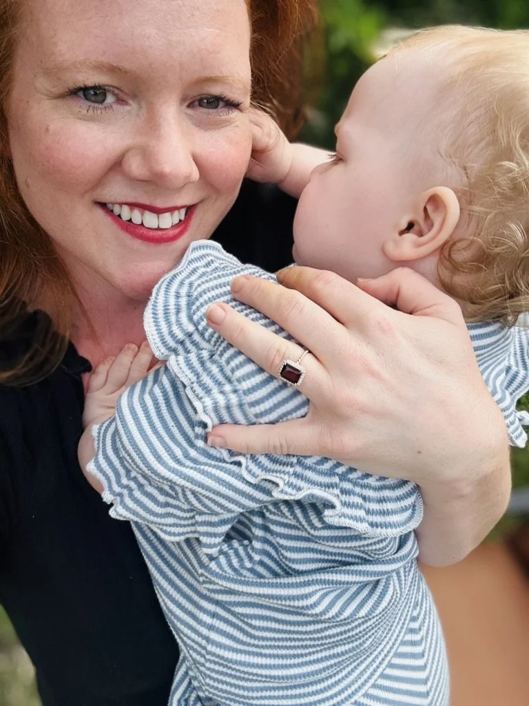 Single mother Abigail and daughter Rosie, founder of Rosie Red Nest, a lifestyle brand for peaceful motherhood and luxe for less baby essentials.