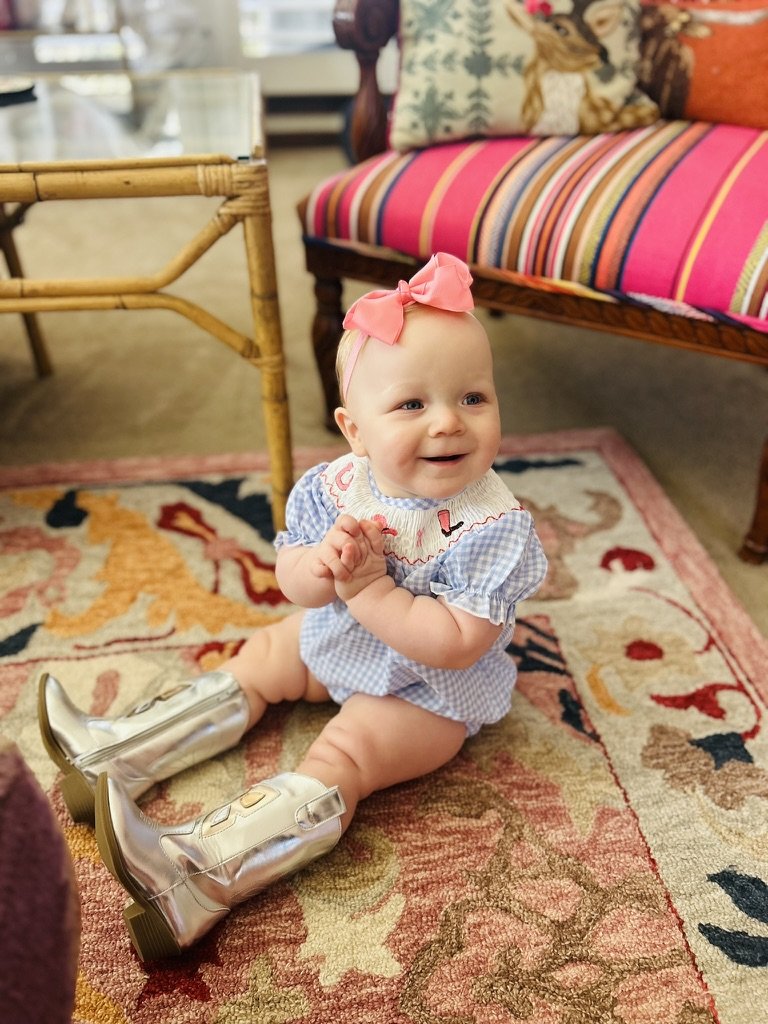 first rodeo birthday outfit smocked with boots