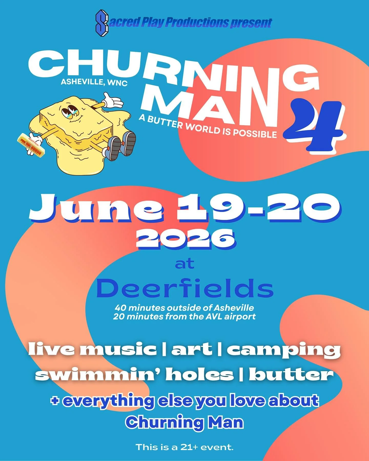 It&rsquo;s official: JUNE 19-20, 2026 | CHURNING MAN 4: A Butter World Is Possible 🧈🌎💏

We&rsquo;ve gone from a silly birthday party at our house to a 2-day music and art butter experiment at a real festival venue with overnight camping. This all 