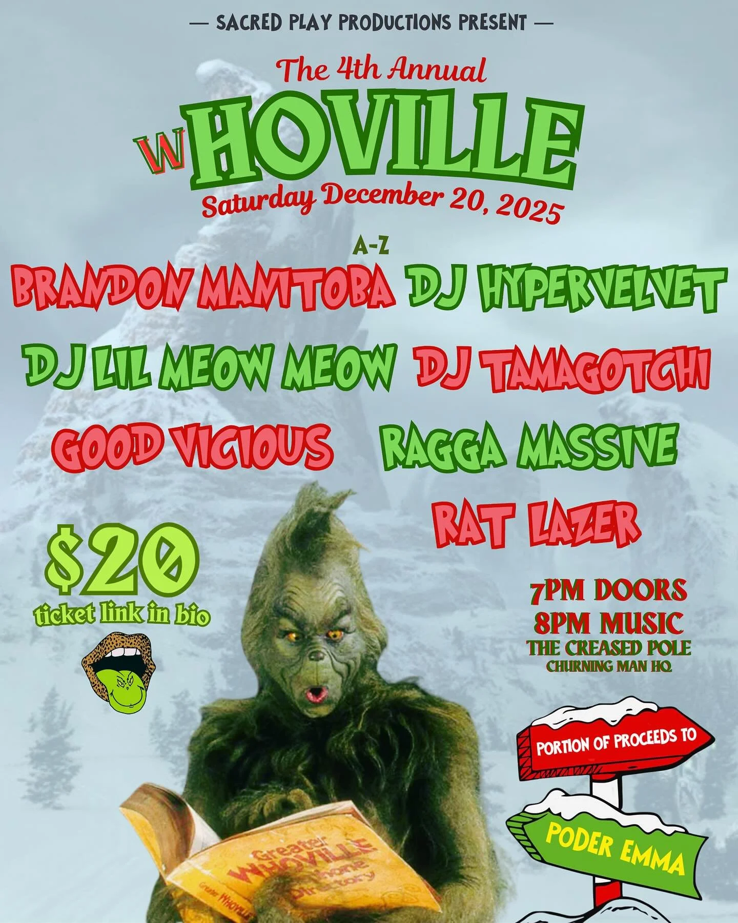 Tickets on sale now, wHos! Link in bio 🤶

Since our location can only host so many people, we&rsquo;re selling 200 tix. As always, this is one big experiment. Get &lsquo;em while they&rsquo;re hot 💚🎄🧤