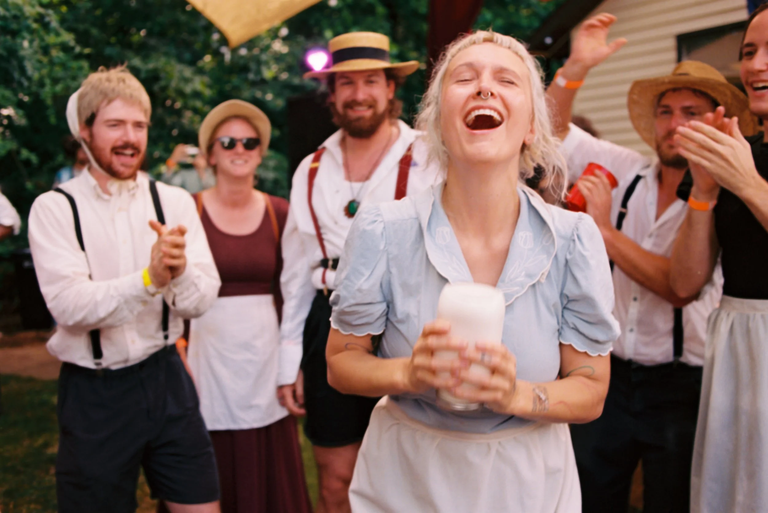 Community games and creative workshops during Churning Man arts festival in North Carolina