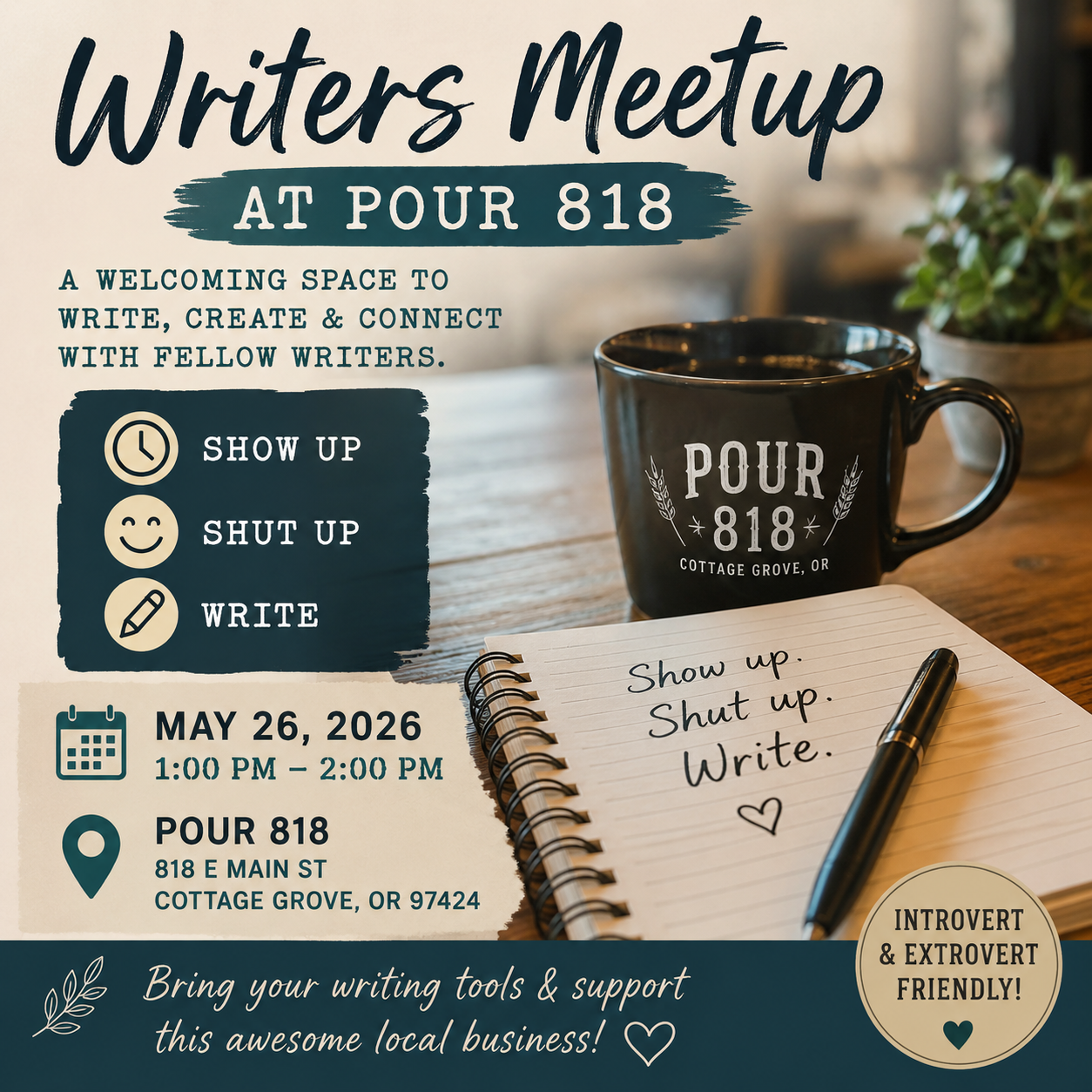 Writers Meetup at POUR 818