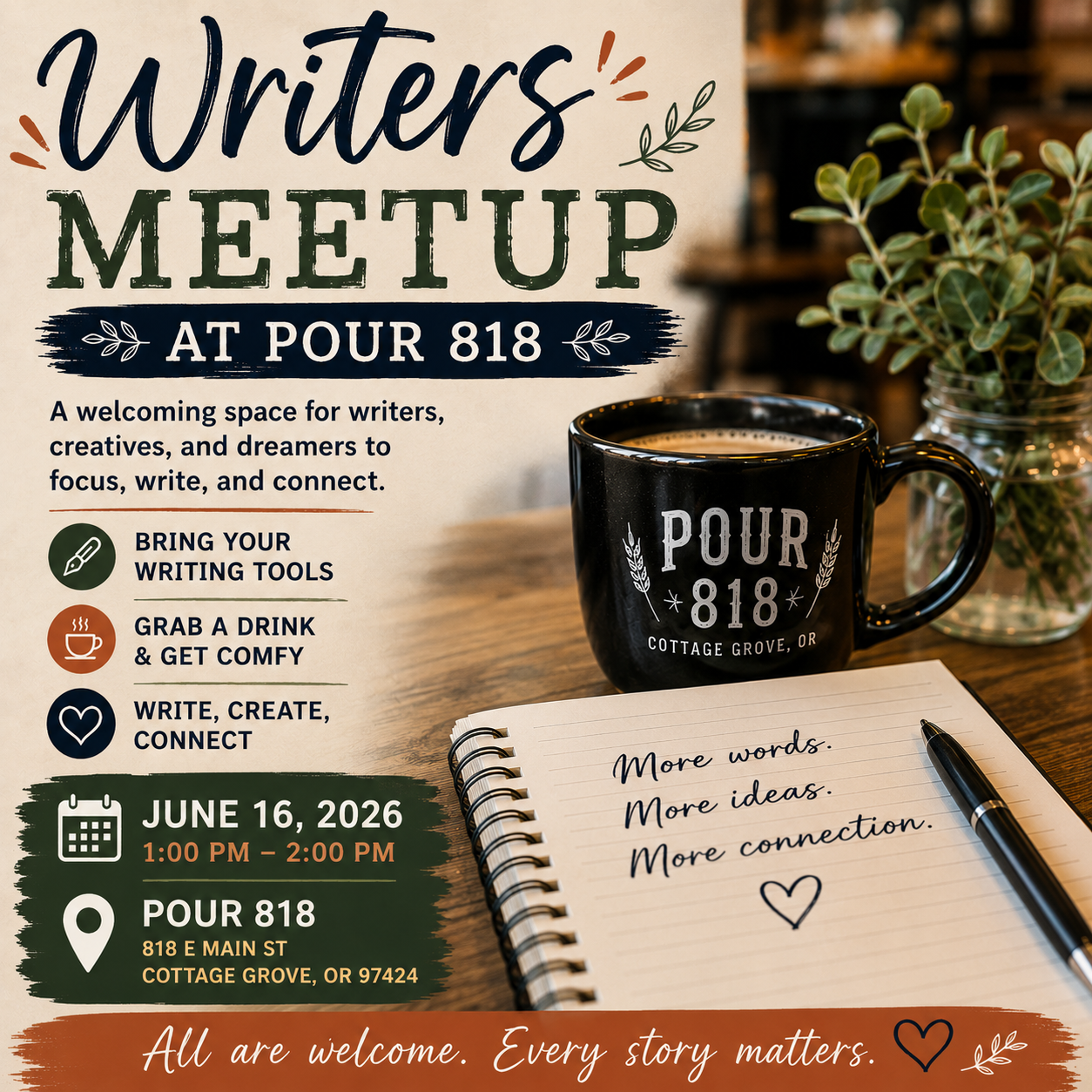 Writers Meetup at POUR 818
