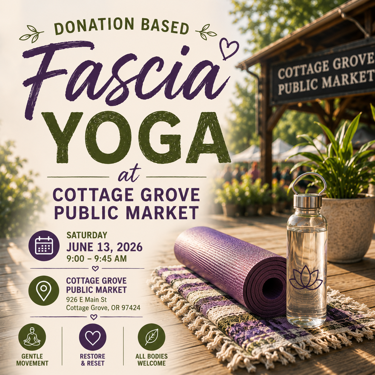 Donation Based Fascia Yoga at Cottage Grove Public Market