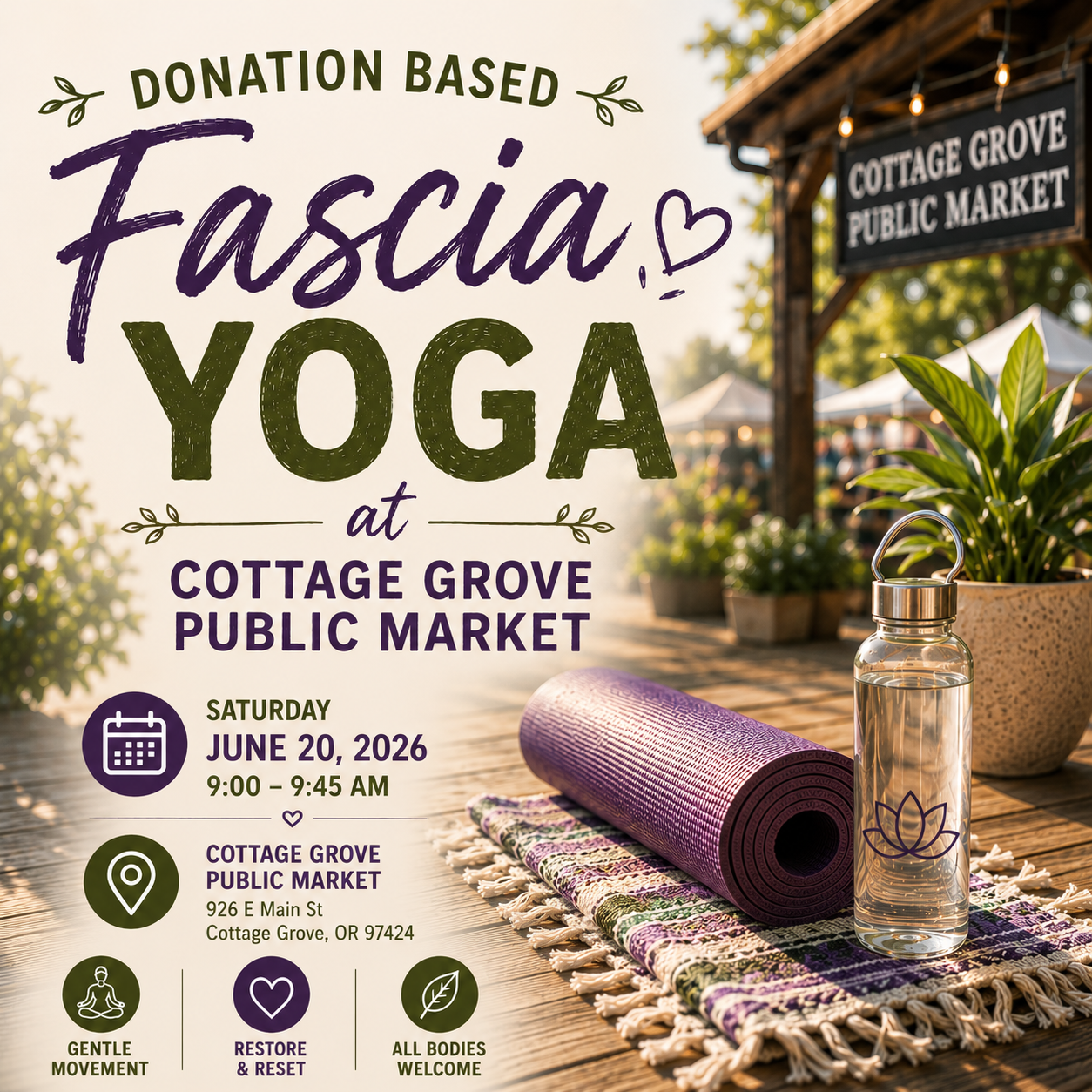 Donation Based Fascia Yoga at Cottage Grove Public Market